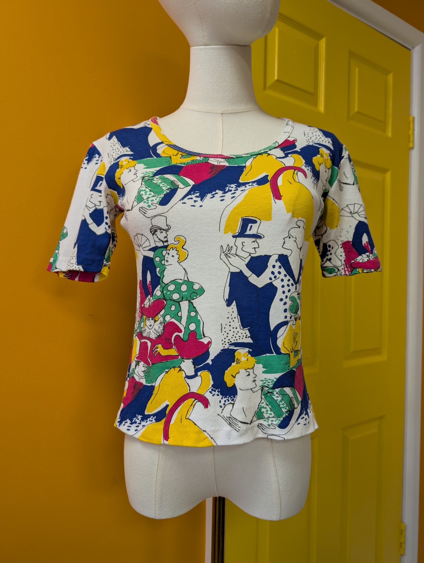 Epic 1970s novelty print cotton t-shirt - S/M