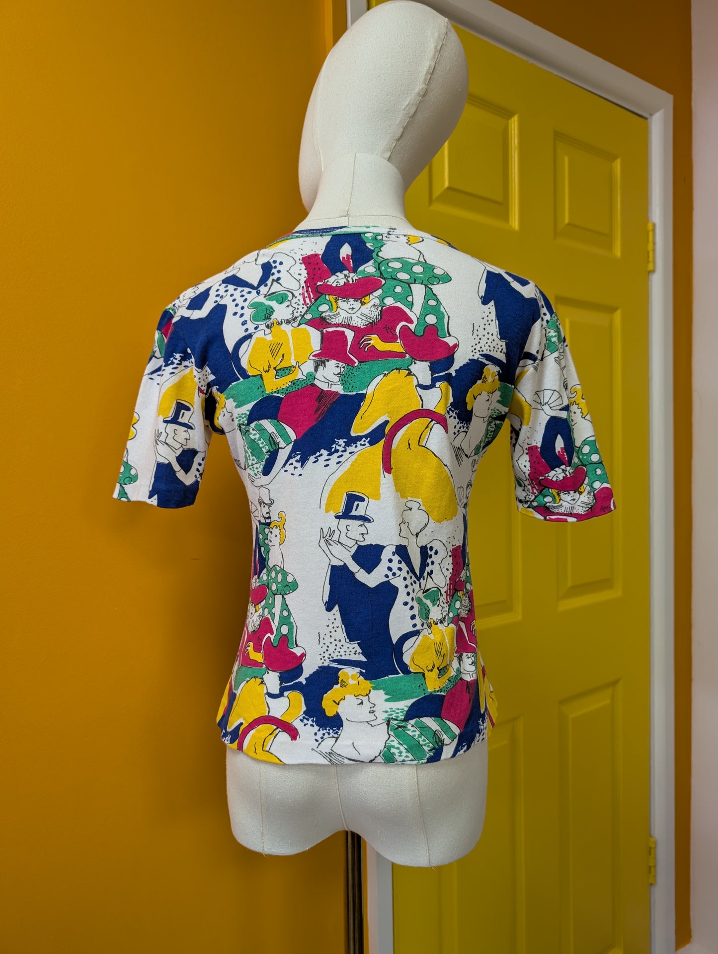 Epic 1970s novelty print cotton t-shirt - S/M