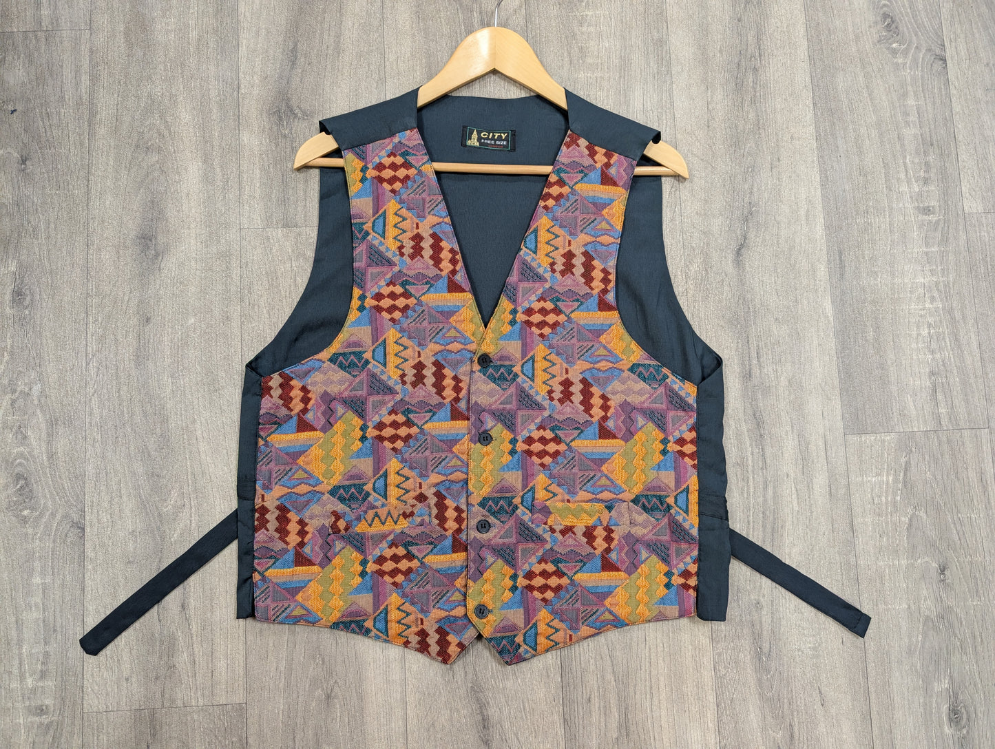 1980s City patterned waistcoat