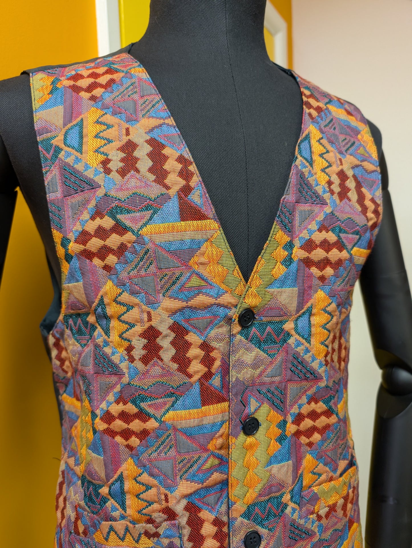 1980s City patterned waistcoat