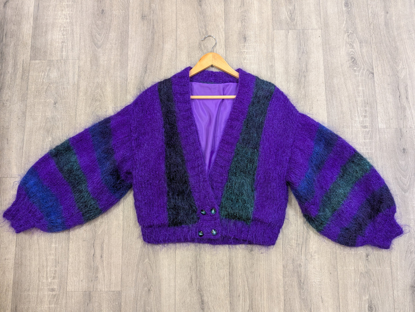 1980s purple mohair cardigan - M