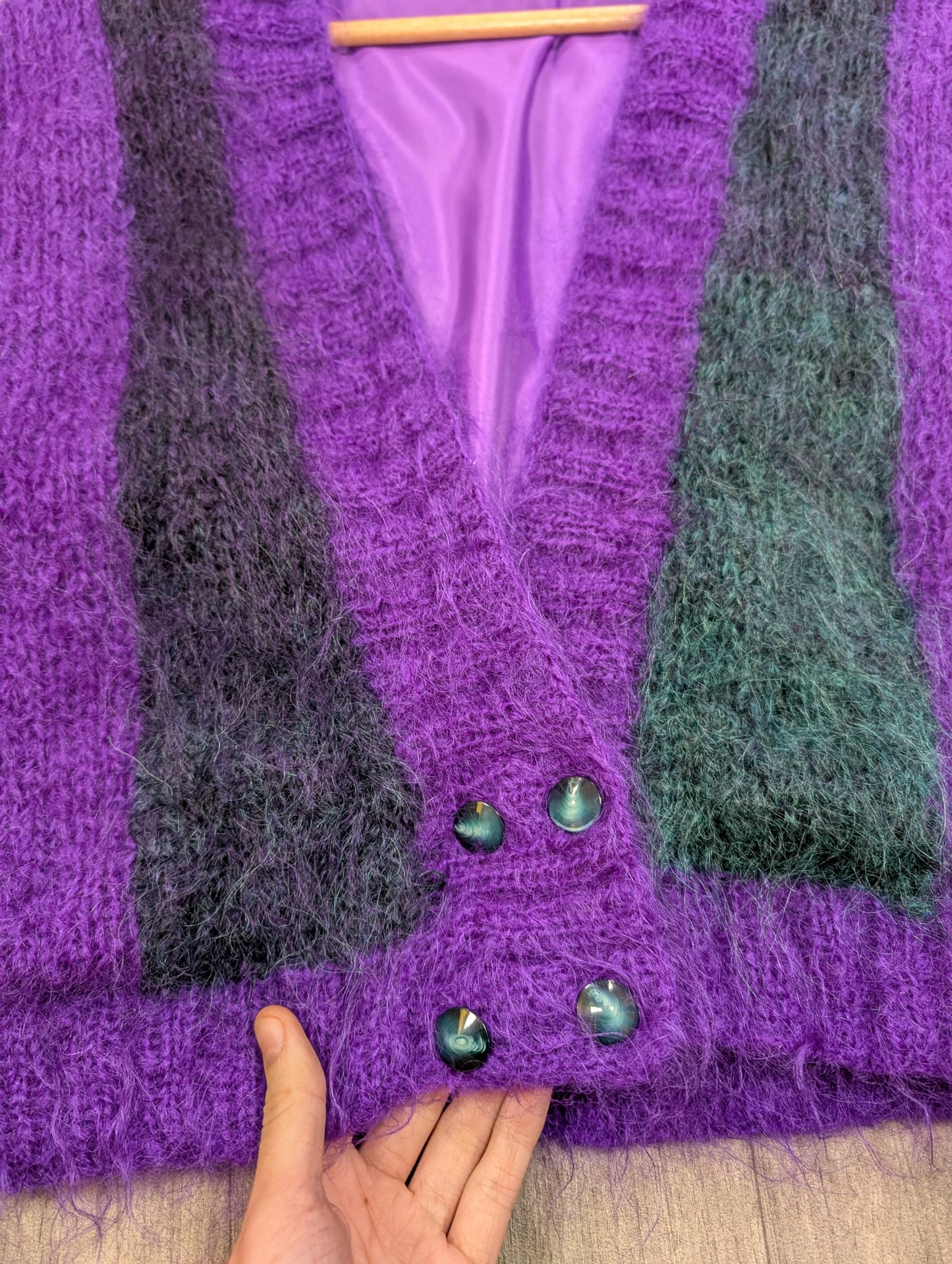 1980s purple mohair cardigan - M