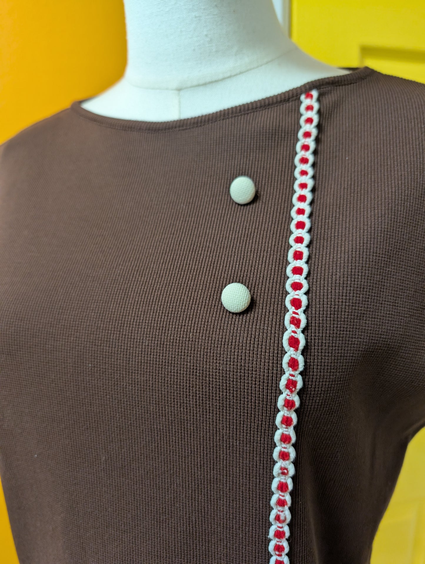 1960s Minster bri-nylon brown top - S