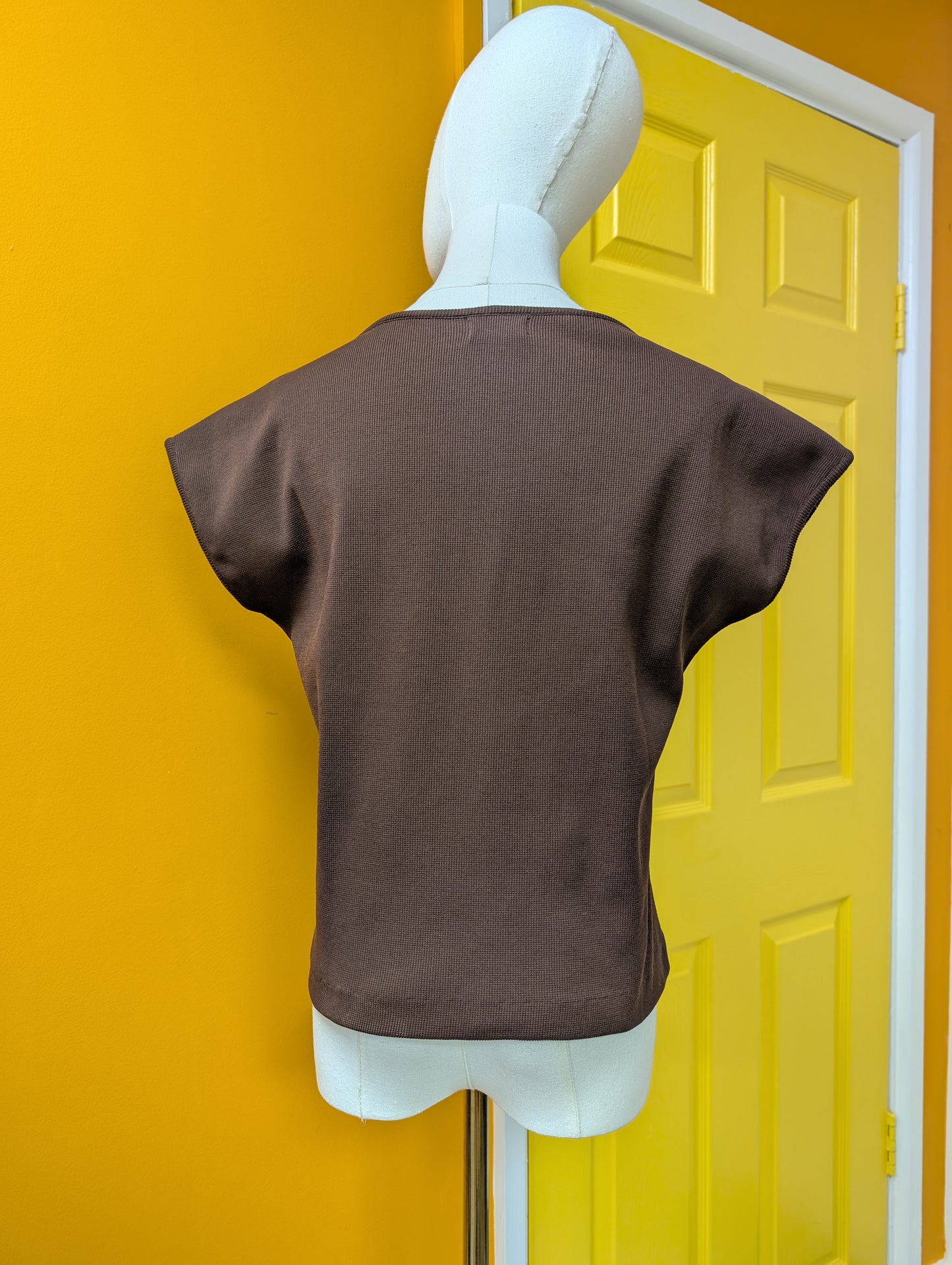 1960s Minster bri-nylon brown top - S