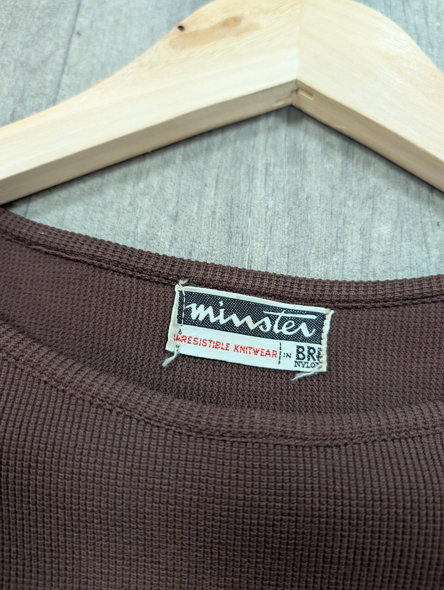 1960s Minster bri-nylon brown top - S