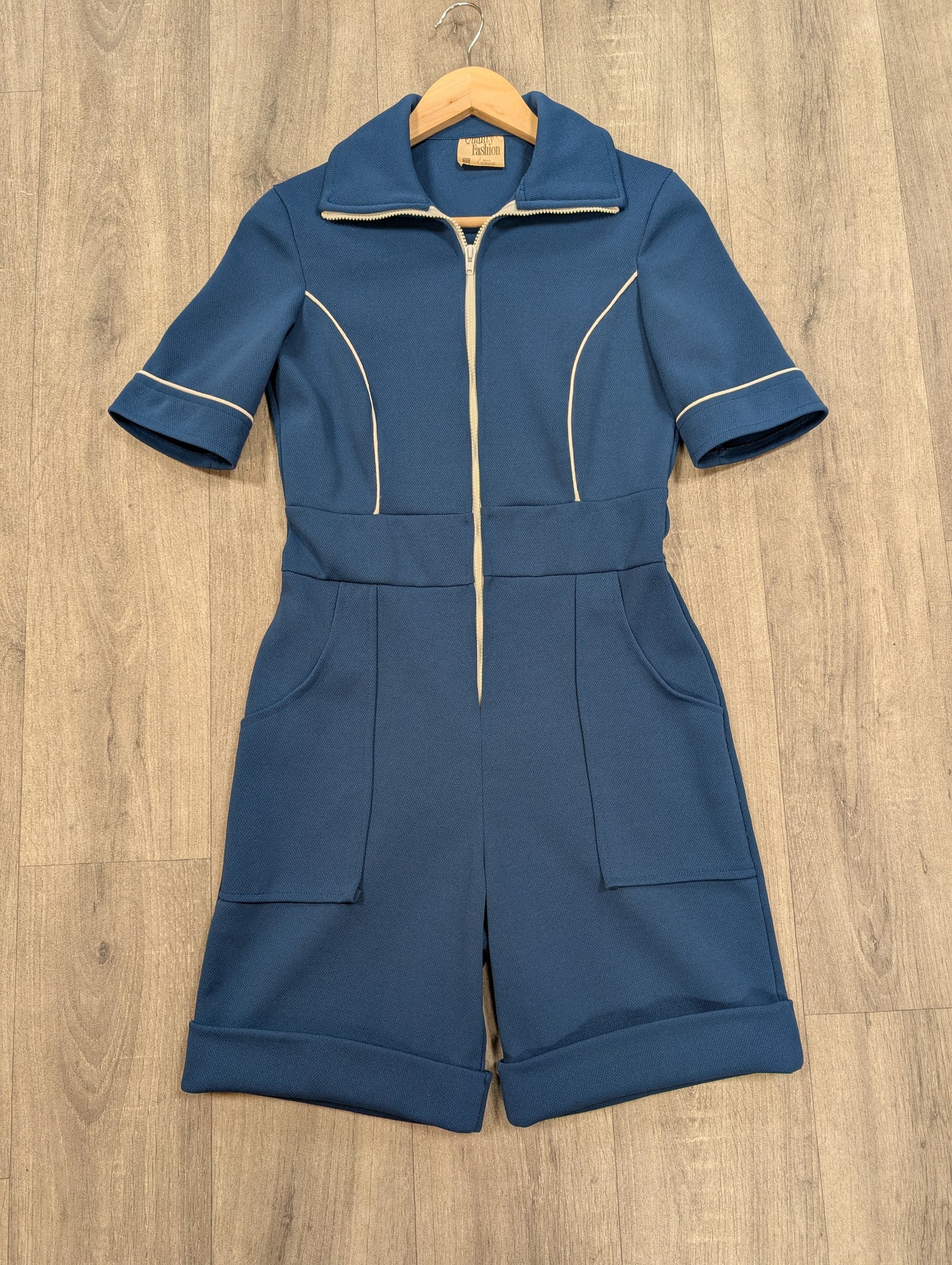 1970s Quality Fashion blue playsuit - S/8/10