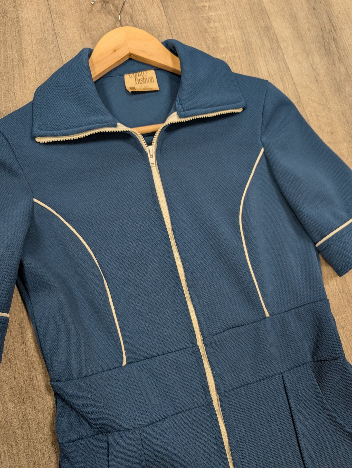 1970s Quality Fashion blue playsuit - S/8/10