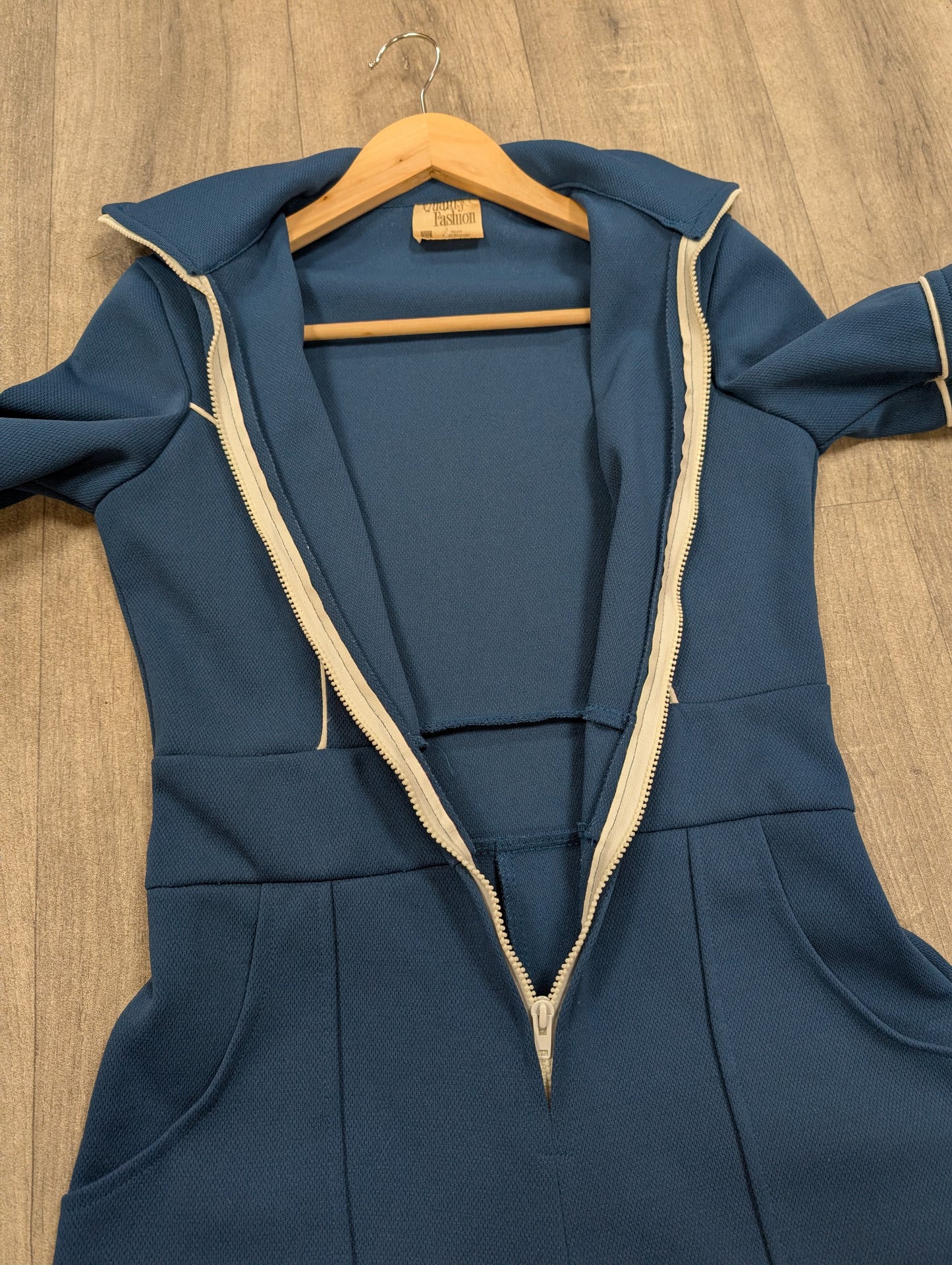 1970s Quality Fashion blue playsuit - S/8/10