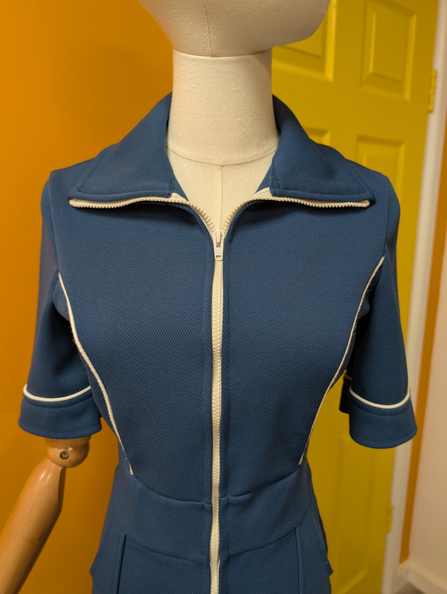 1970s Quality Fashion blue playsuit - S/8/10