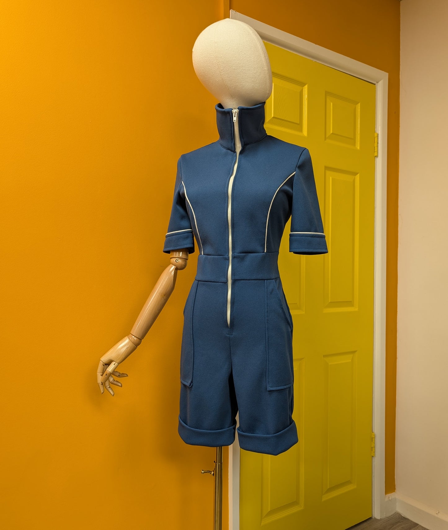 1970s Quality Fashion blue playsuit - S/8/10