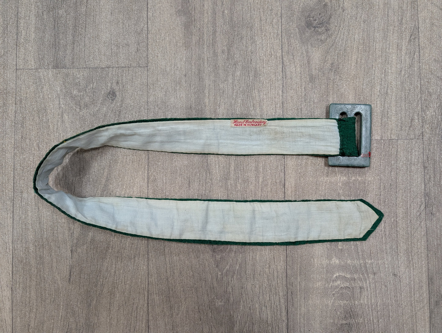 Hungarian green hand embroidered belt