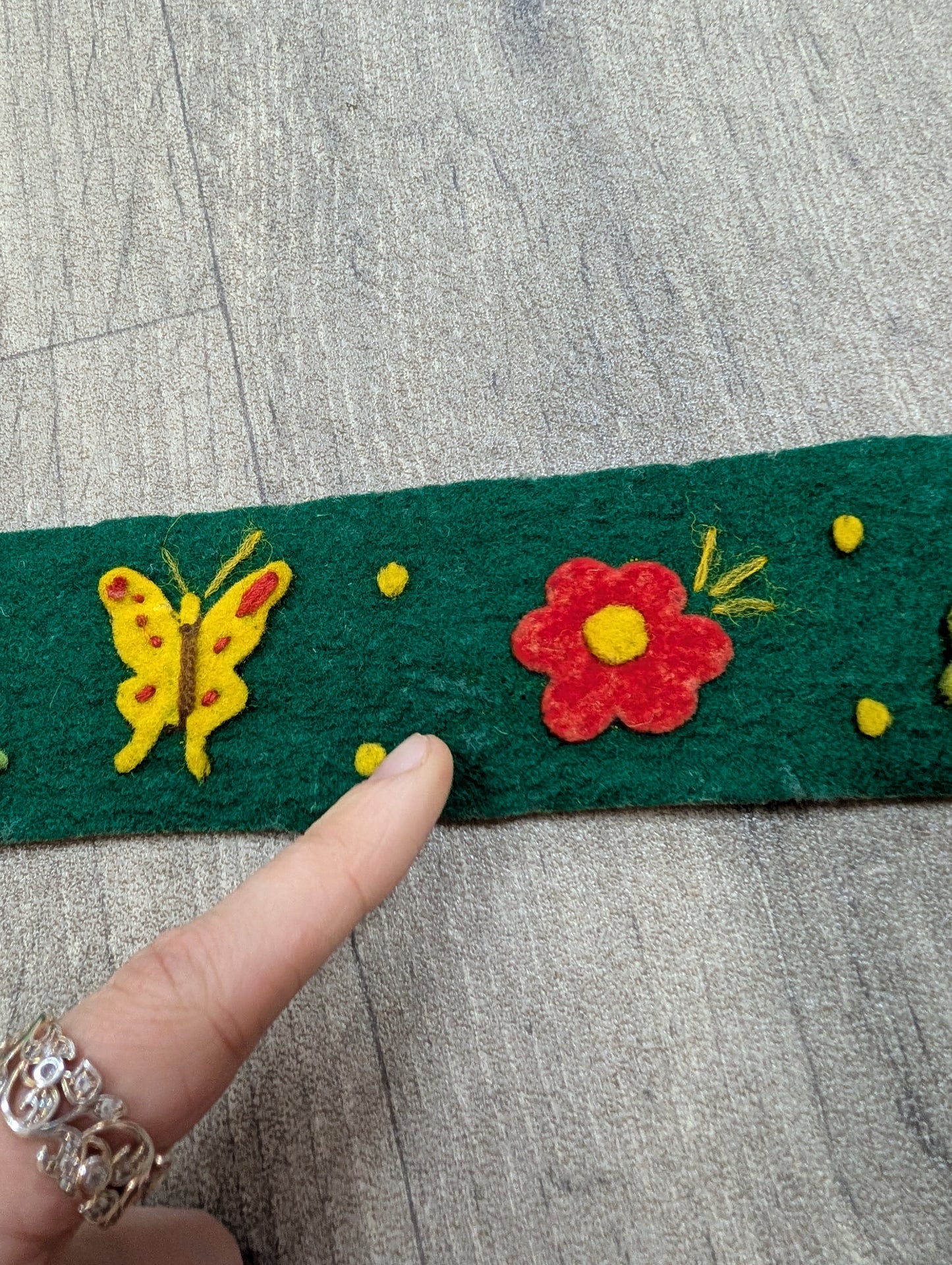 Hungarian green hand embroidered belt