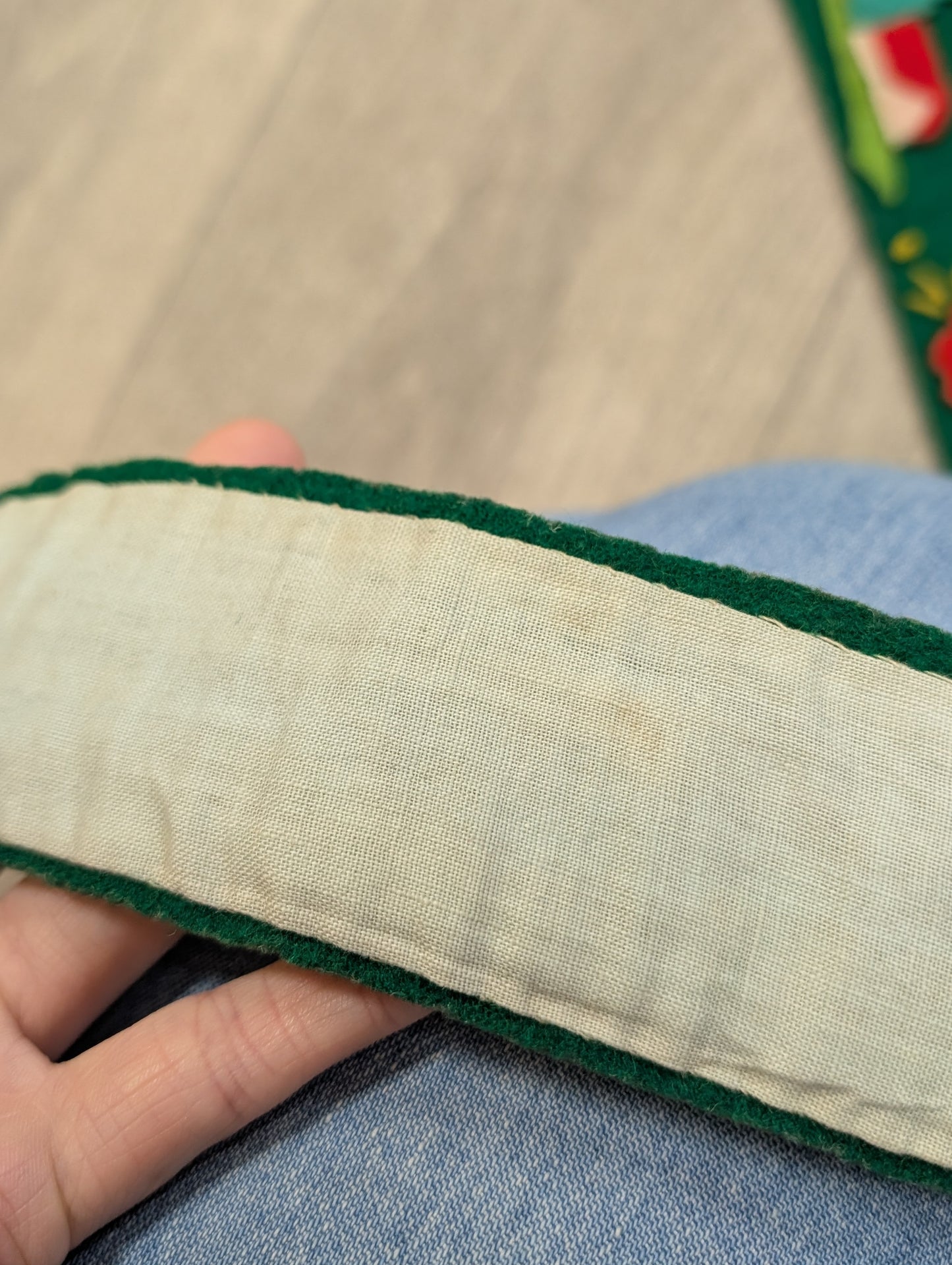 Hungarian green hand embroidered belt