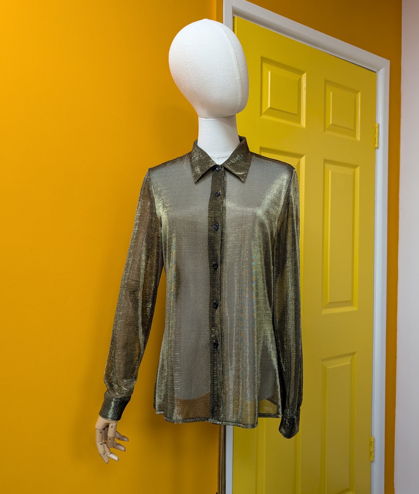 80s/90s gold shirt - S/M