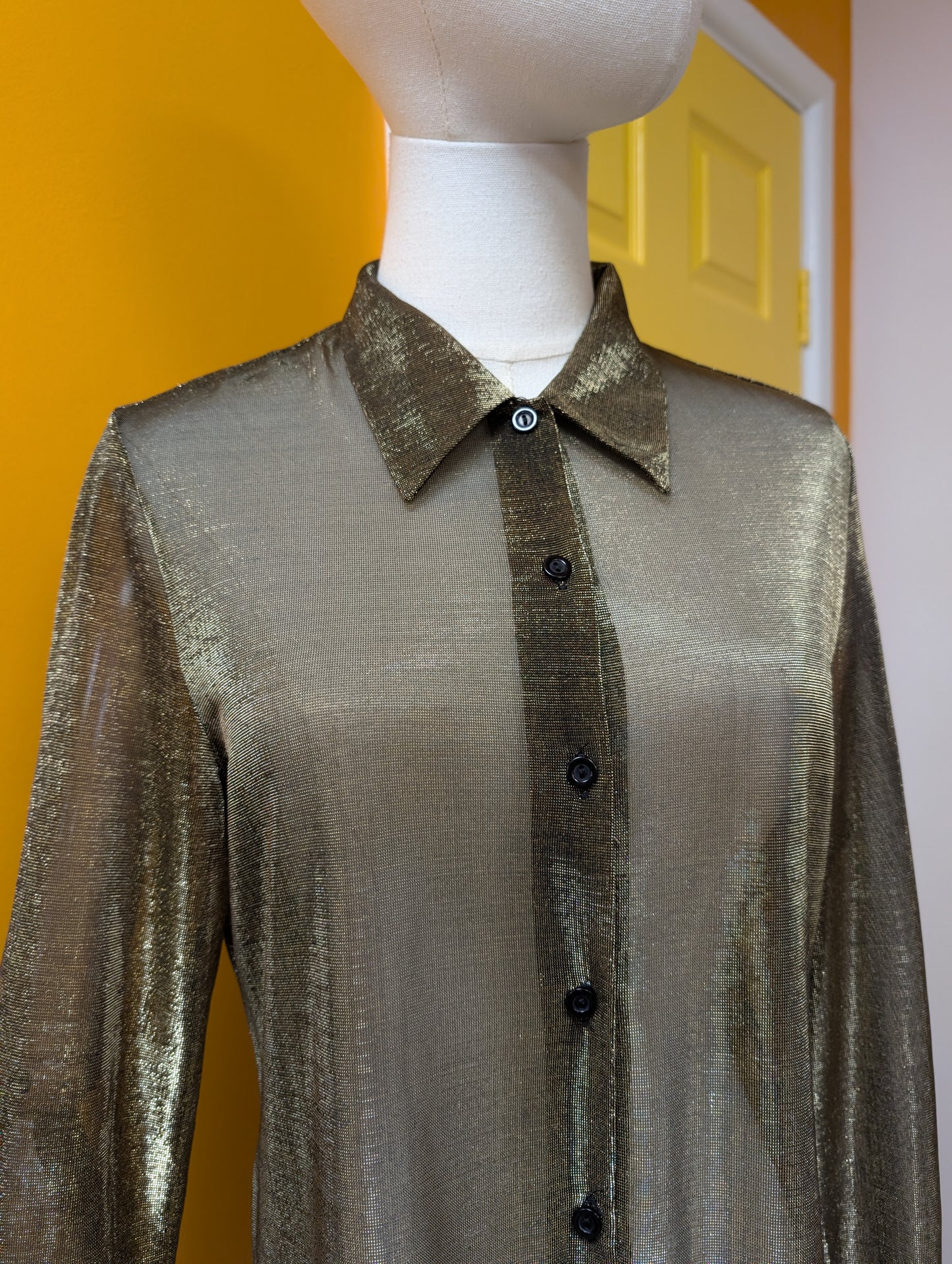 80s/90s gold shirt - S/M