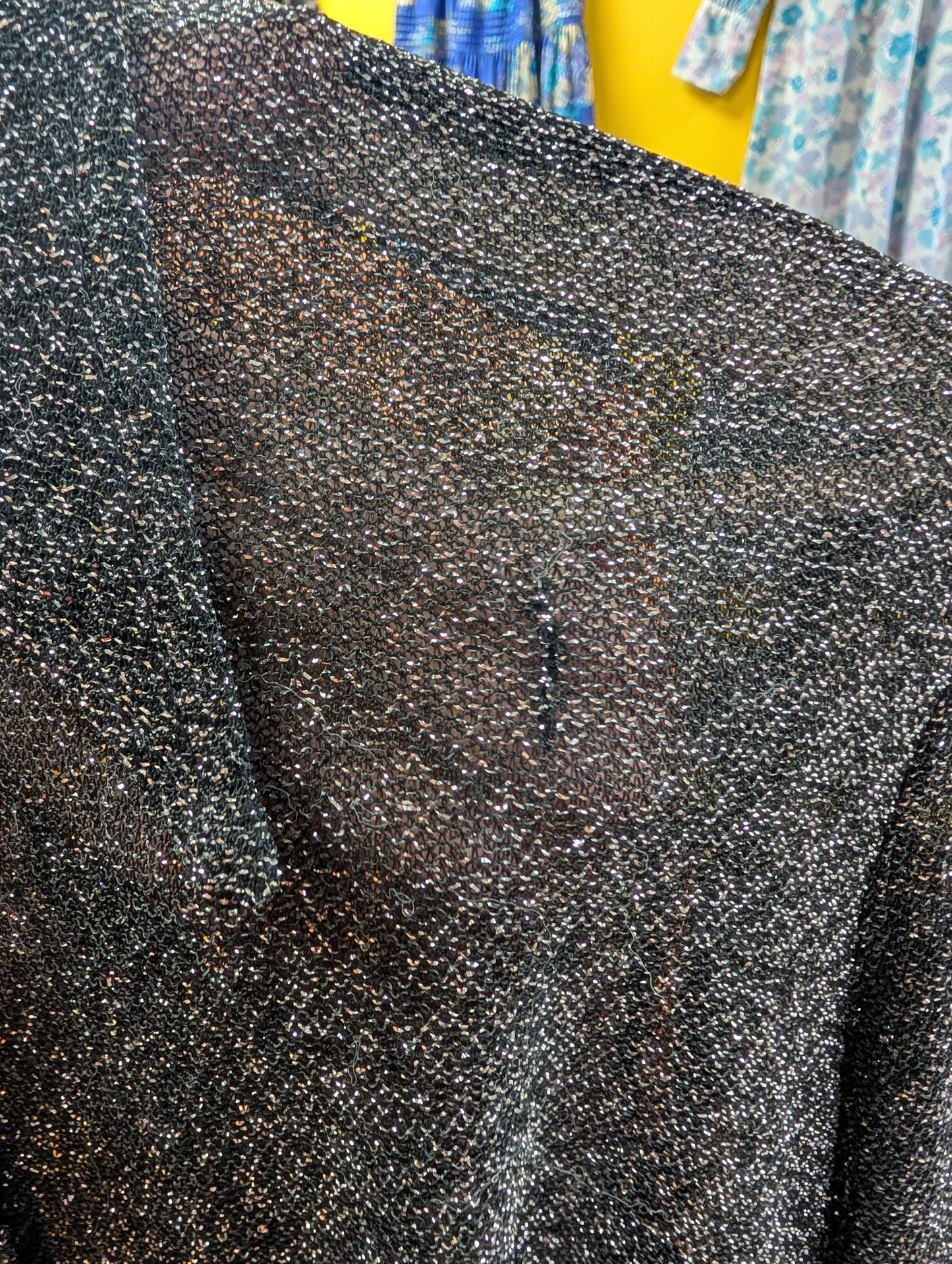 1970s Clifton Slimline silver lurex dagger collar shirt - L/16/18