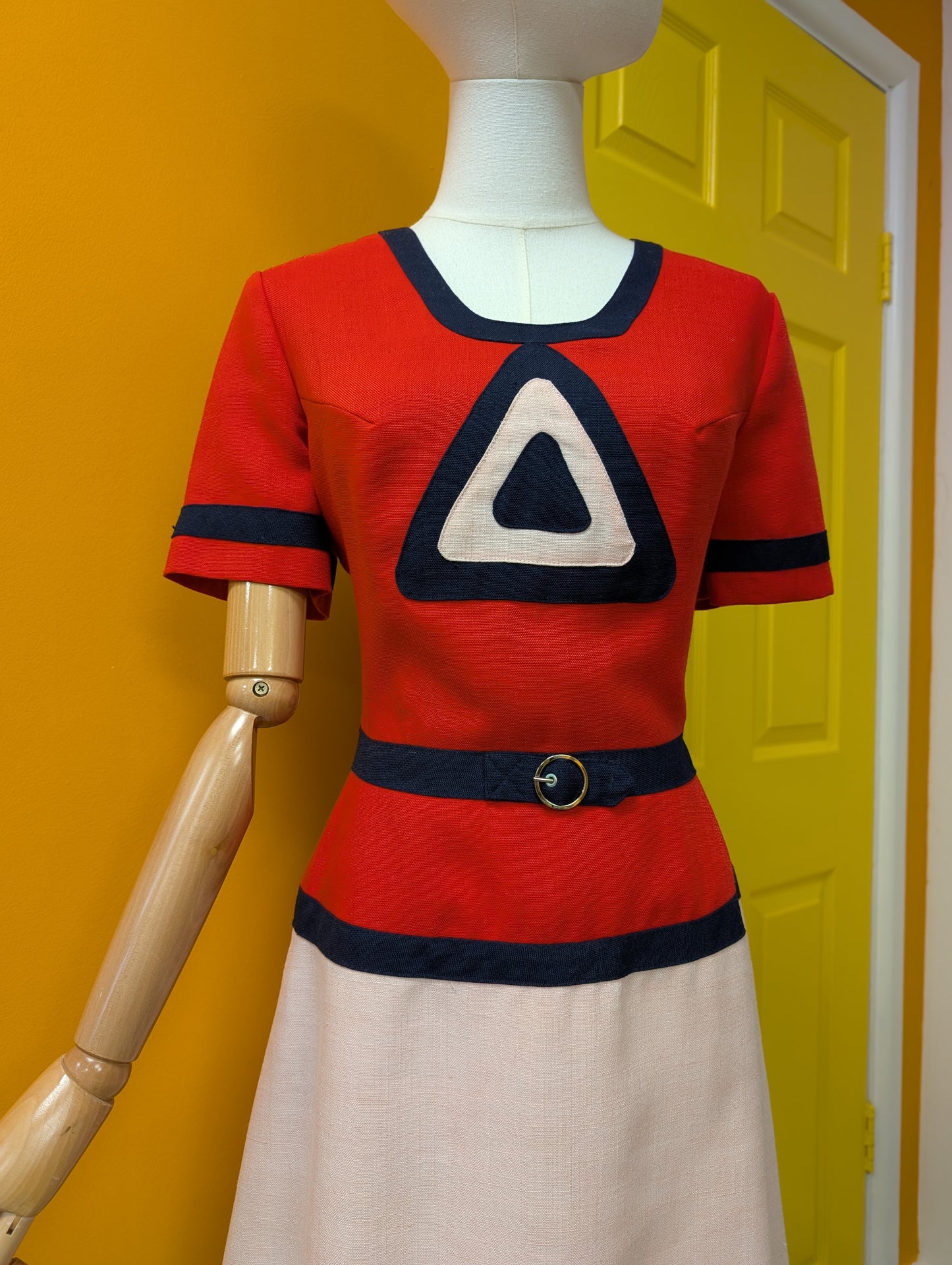 Late 60s Louis Feraud at Rembrandt space age colour block dress - S/8/10