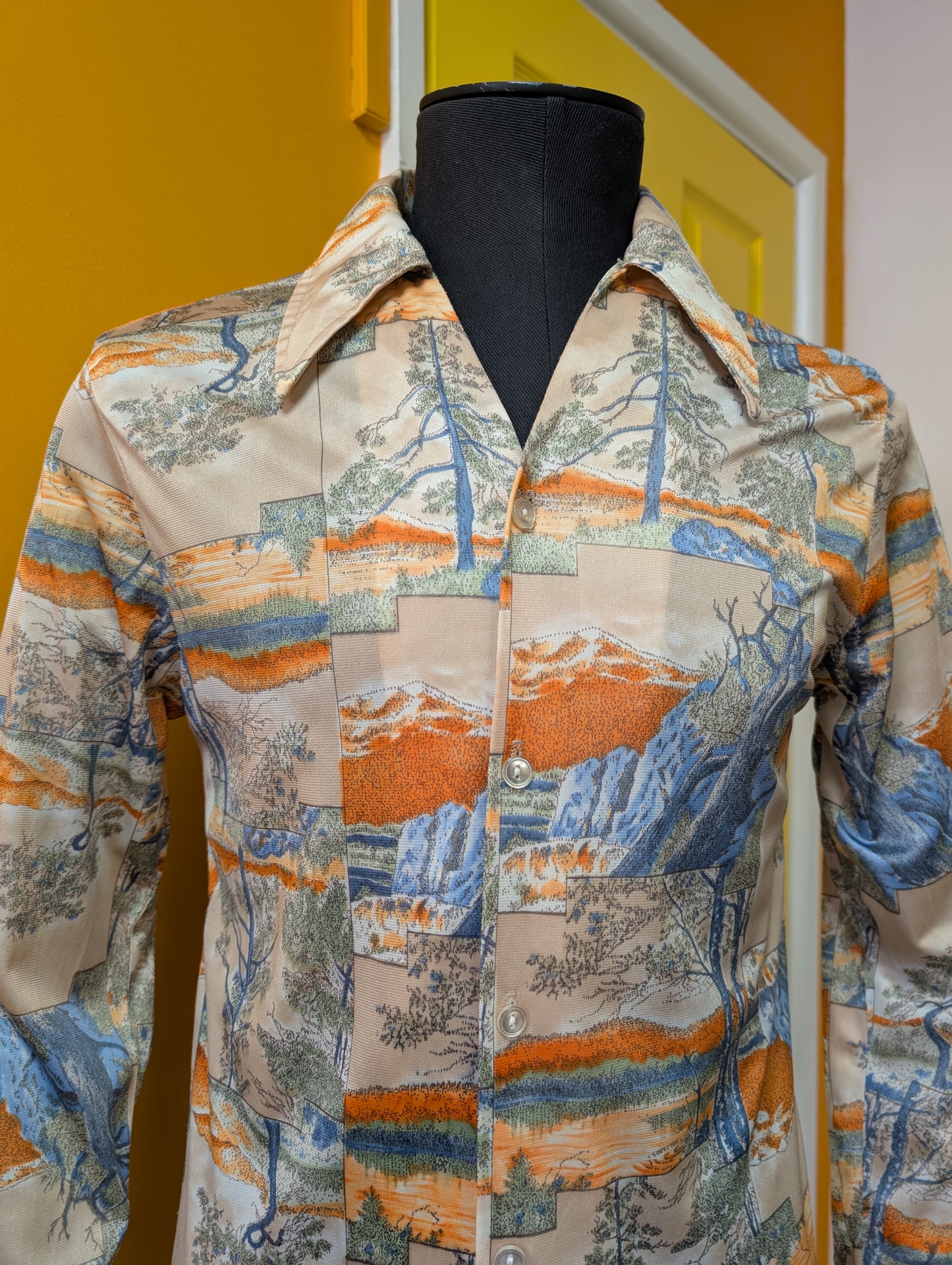 1970s California novelty tree print shirt
