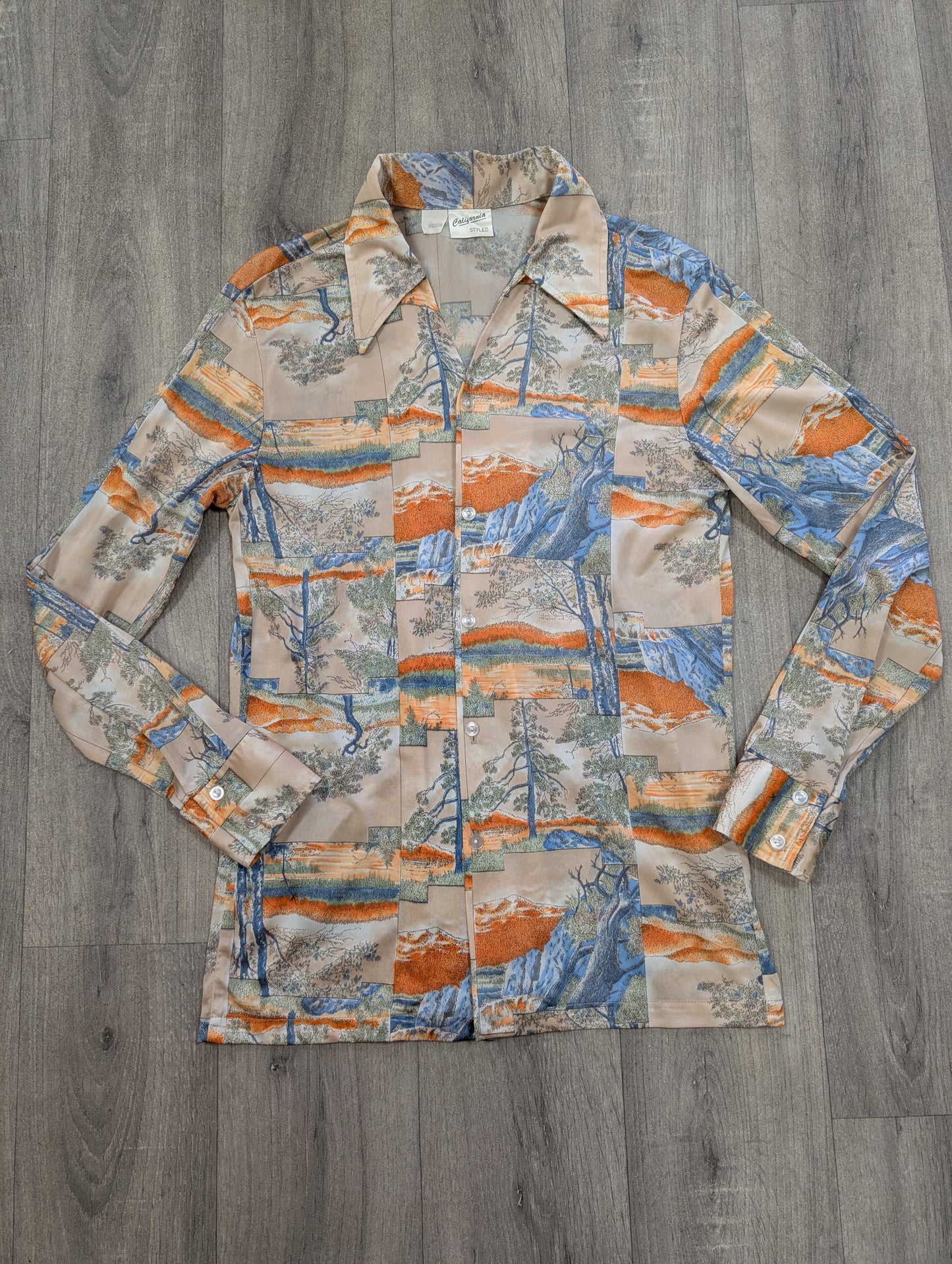 1970s California novelty tree print shirt
