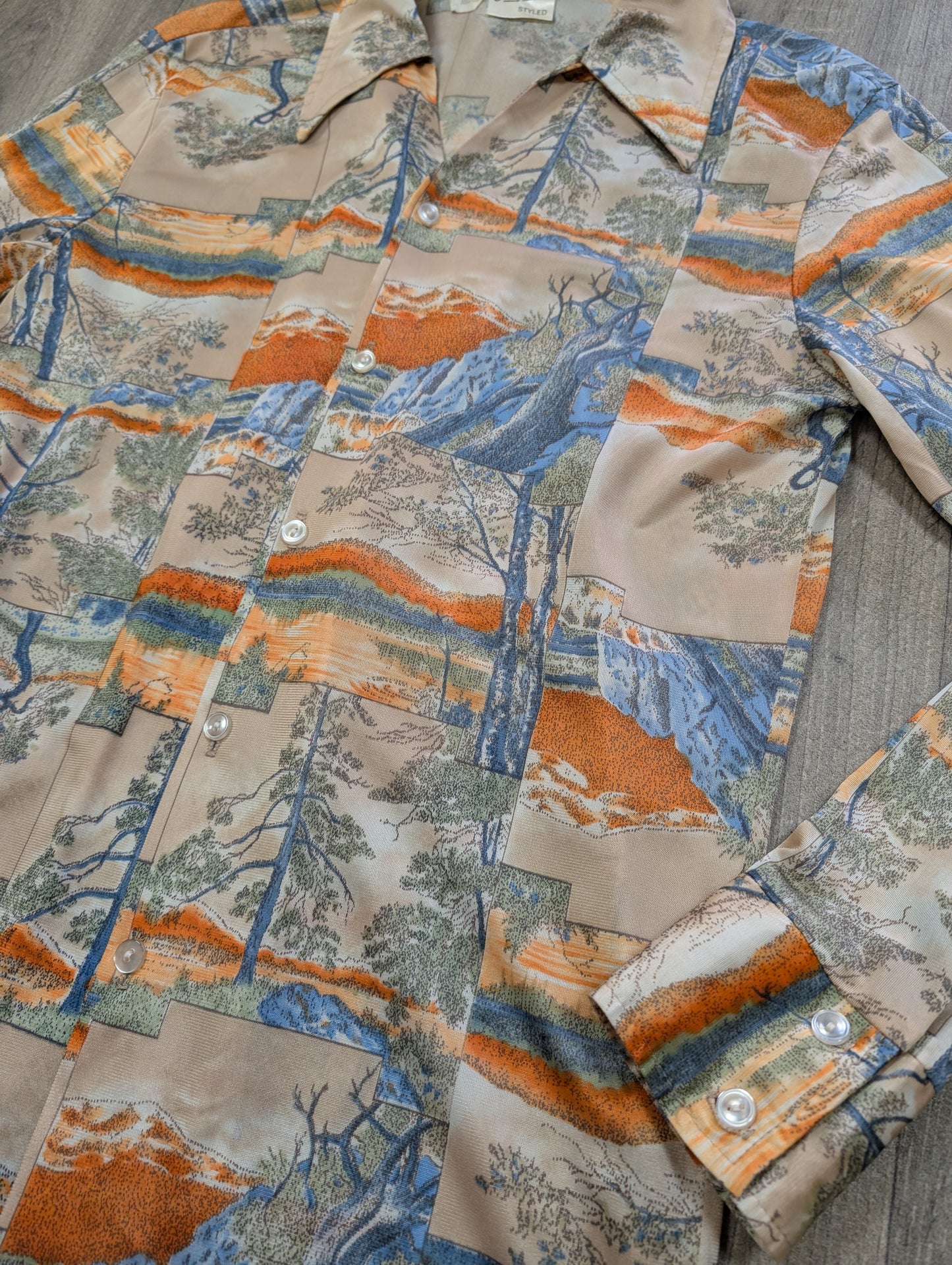 1970s California novelty tree print shirt