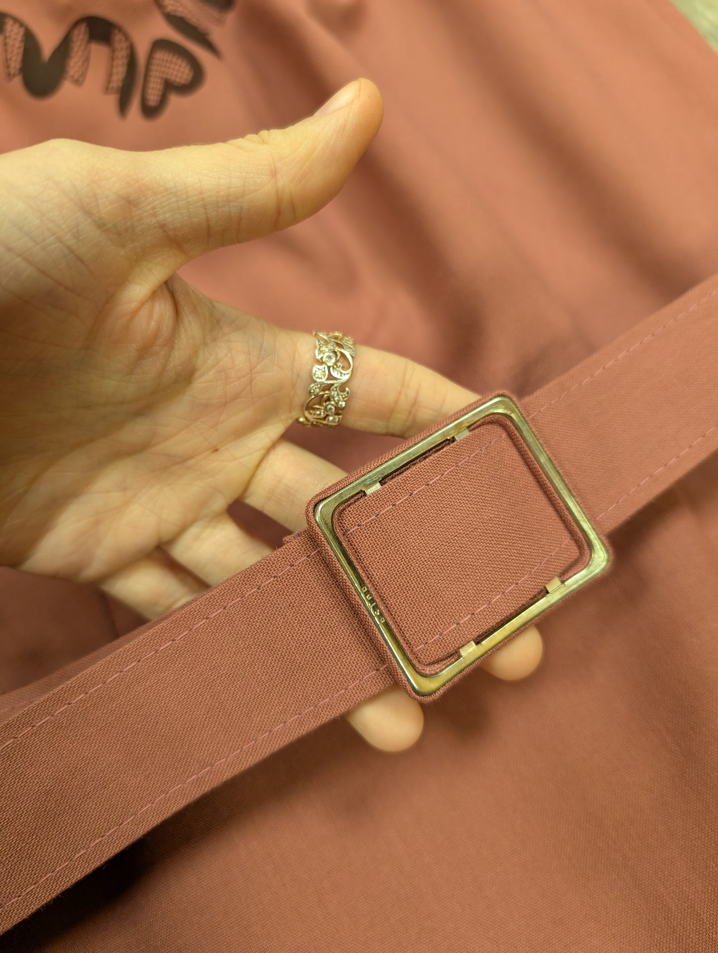 70s/80s dusky pink dress and belt - S/8/10