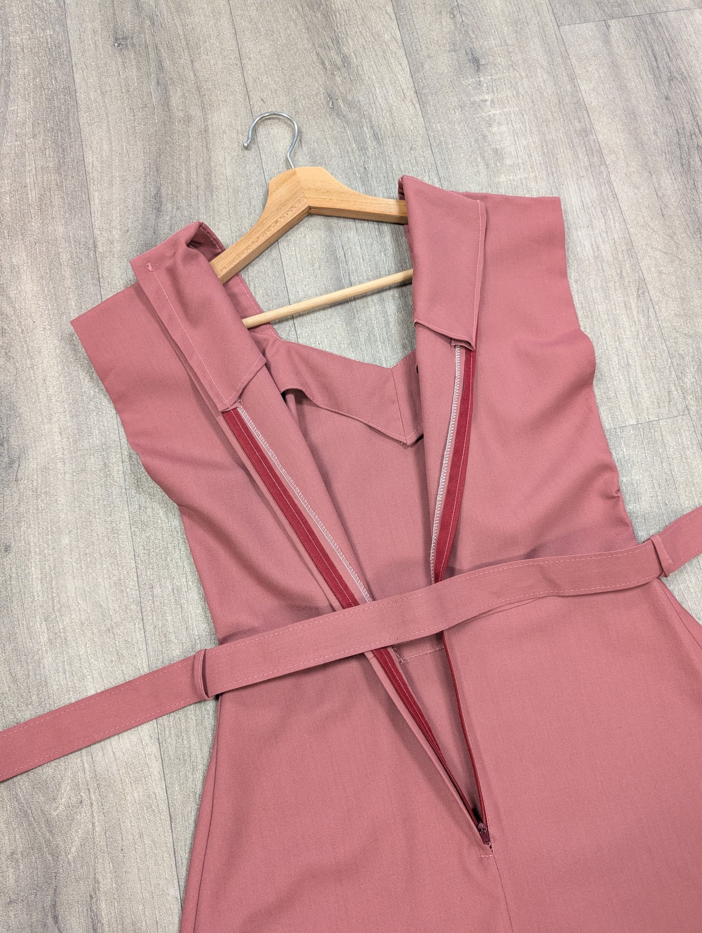 70s/80s dusky pink dress and belt - S/8/10