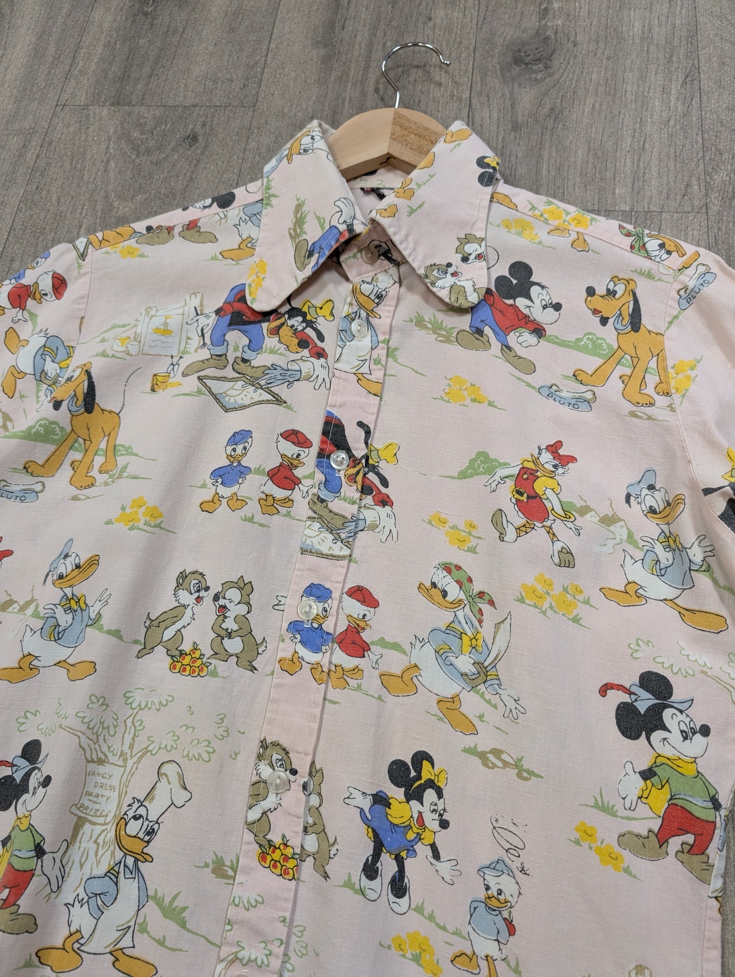 60s/70s Disney print cotton beagle collar shirt