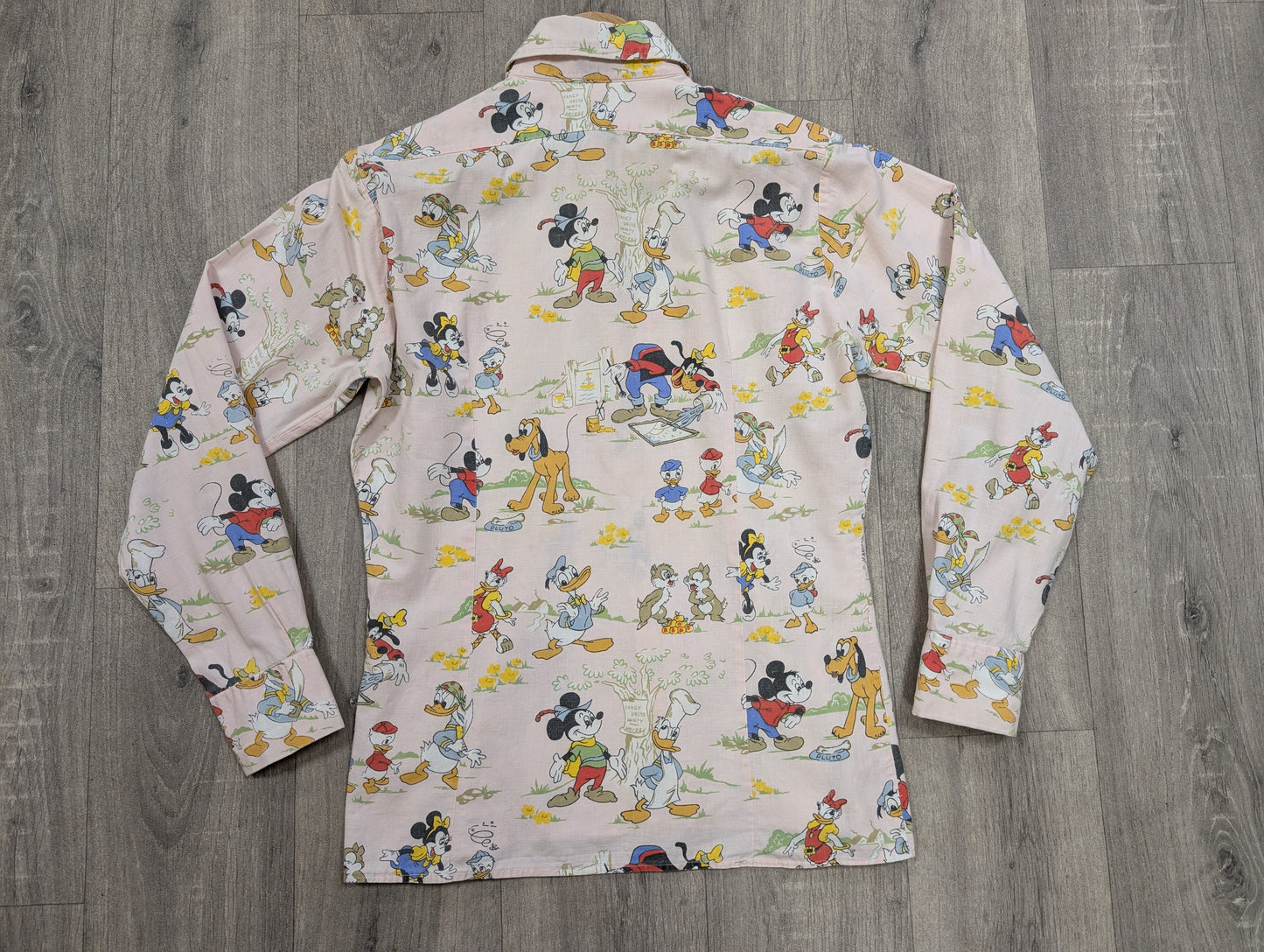 60s/70s Disney print cotton beagle collar shirt