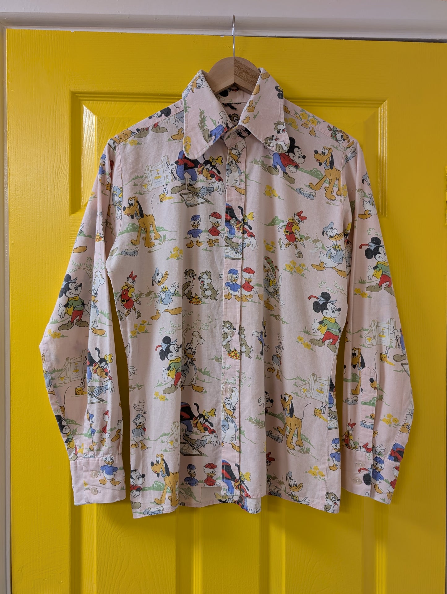 60s/70s Disney print cotton beagle collar shirt