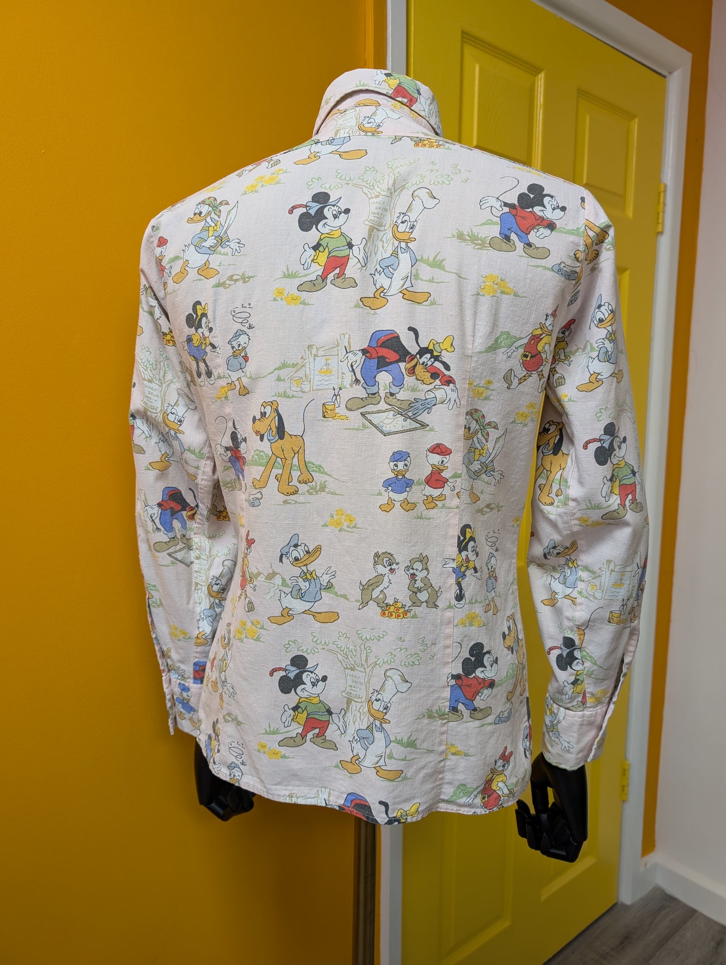 60s/70s Disney print cotton beagle collar shirt
