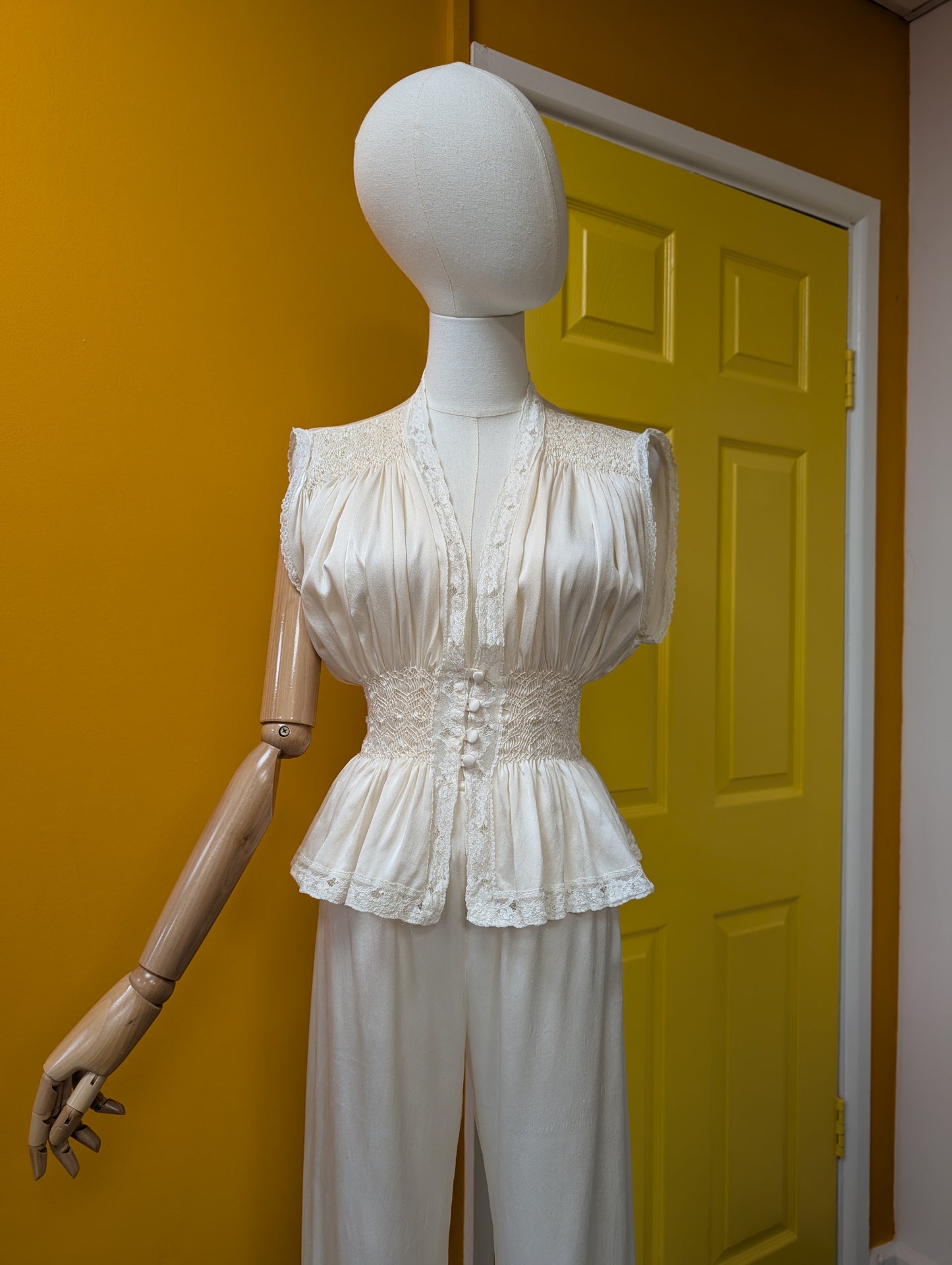 70s/80s Julia Grahame pure silk top and trouser set - XS/S