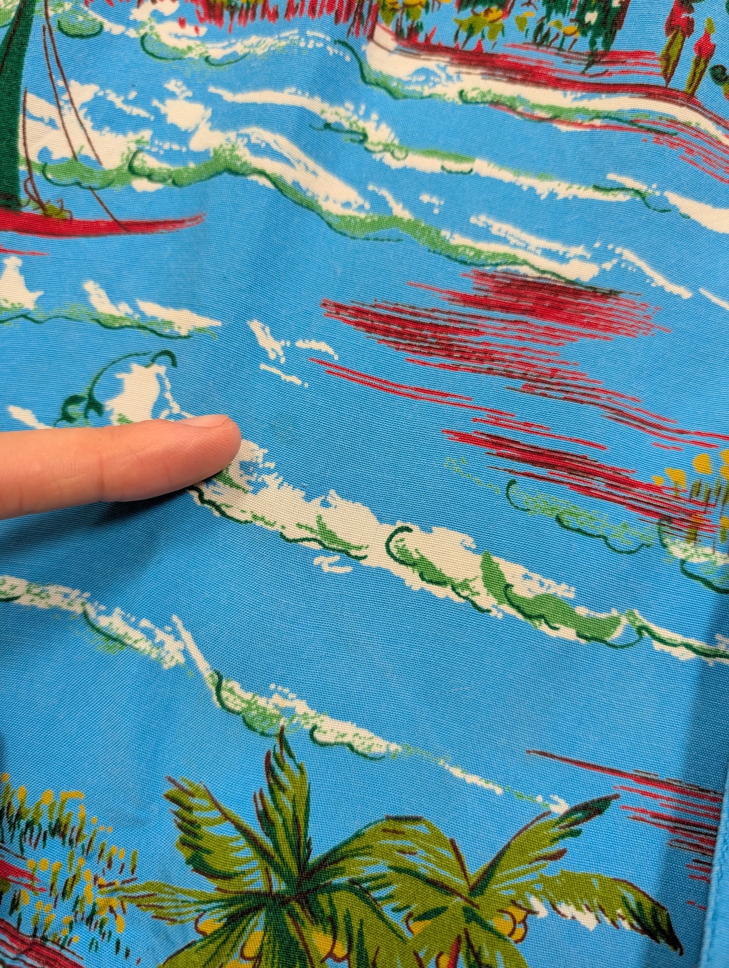 1990s Big Smith World Workers novelty print rayon shirt