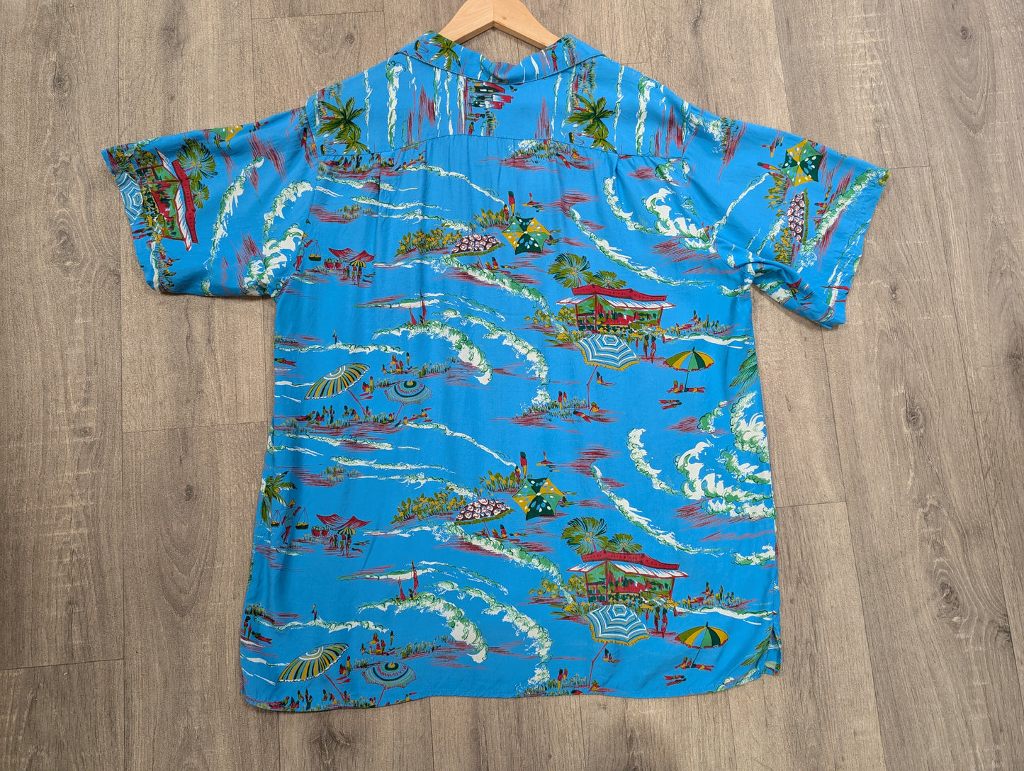 1990s Big Smith World Workers novelty print rayon shirt