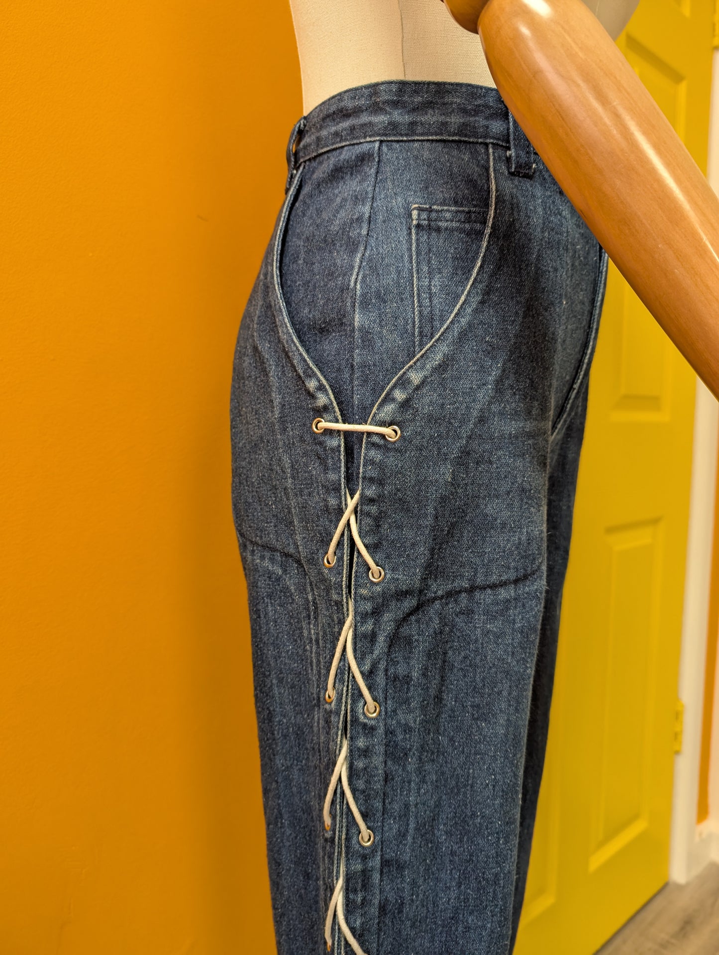 70s/80s John Craig lace up jeans - 24" waist