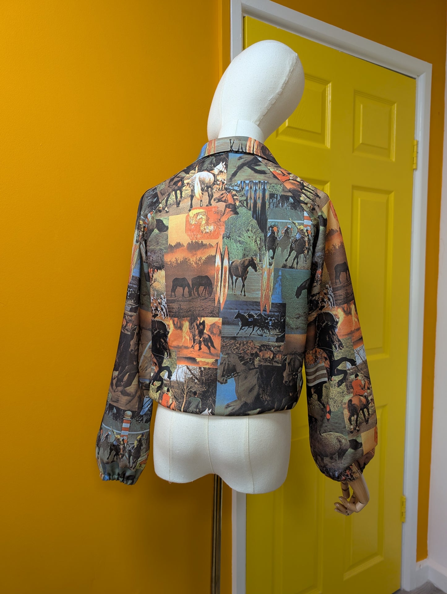 1970s horse print top - S/8/10