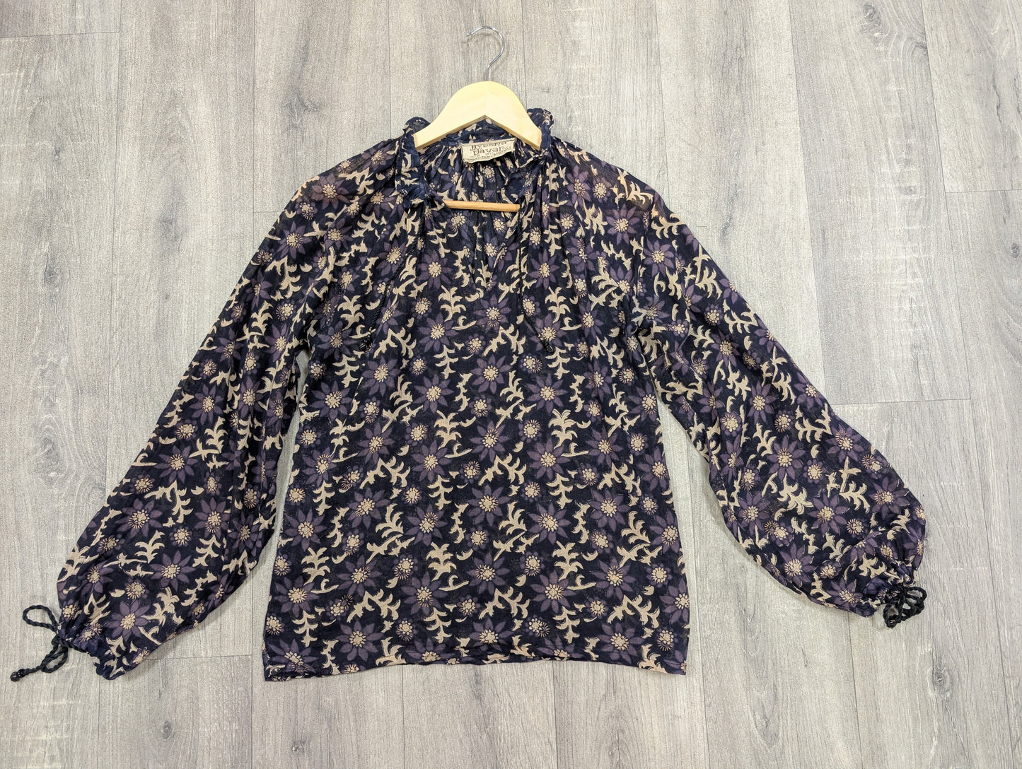 Gorgeous 1970s Ayesha Davar Indian cotton block print blouse - XS/S
