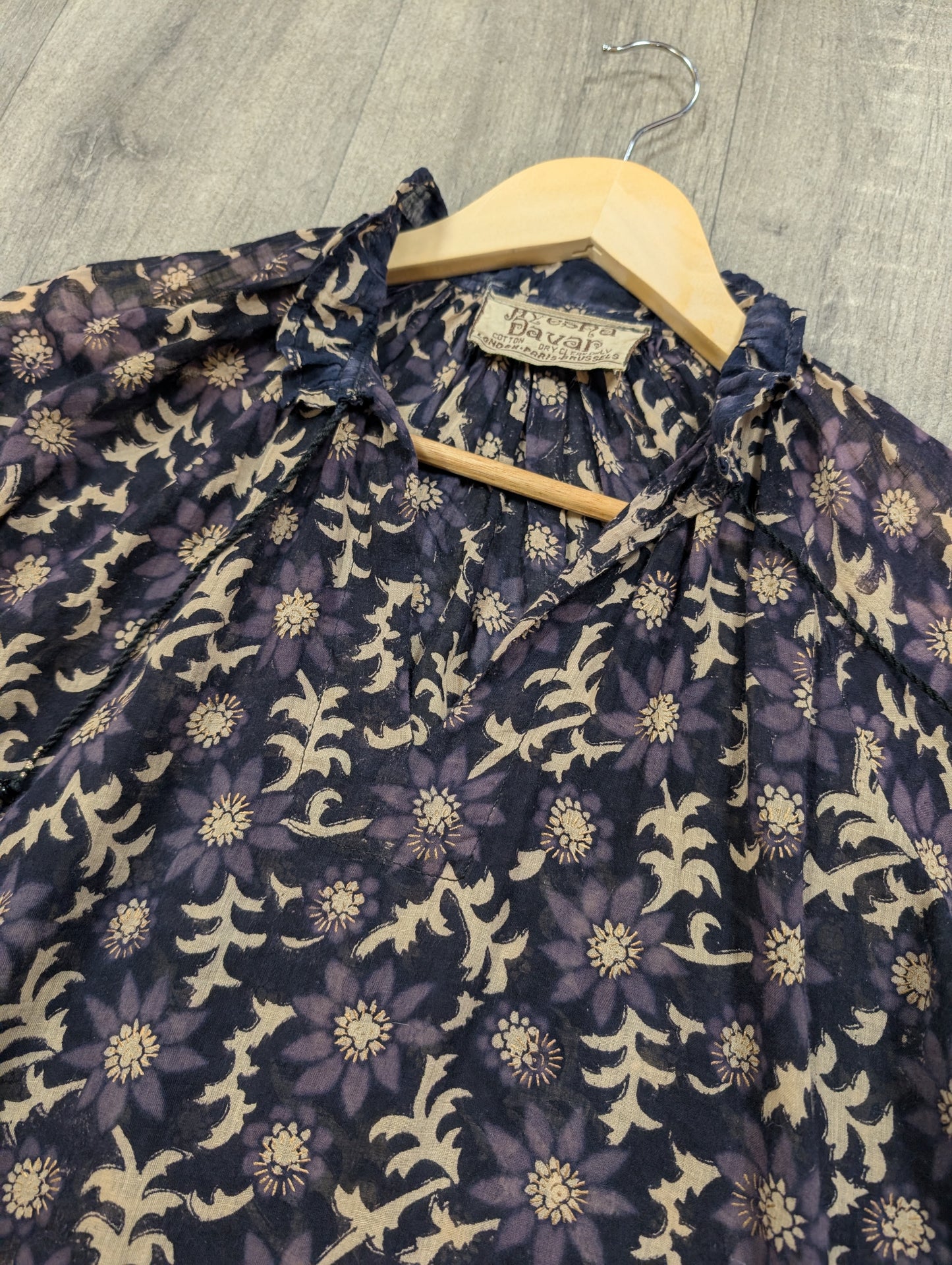 Gorgeous 1970s Ayesha Davar Indian cotton block print blouse - XS/S