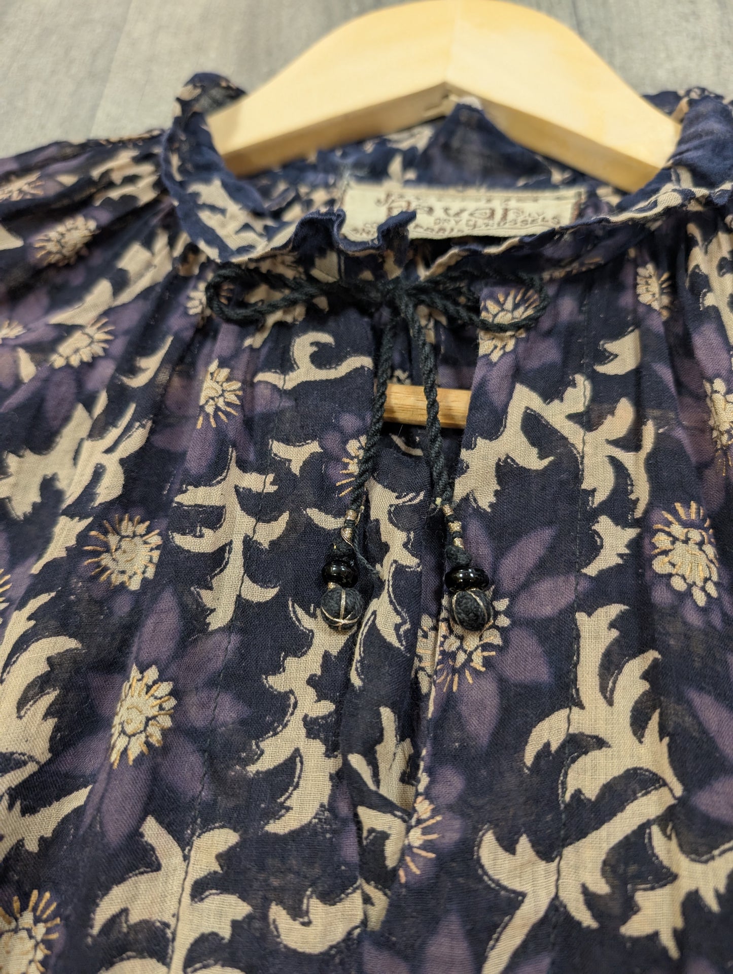 Gorgeous 1970s Ayesha Davar Indian cotton block print blouse - XS/S
