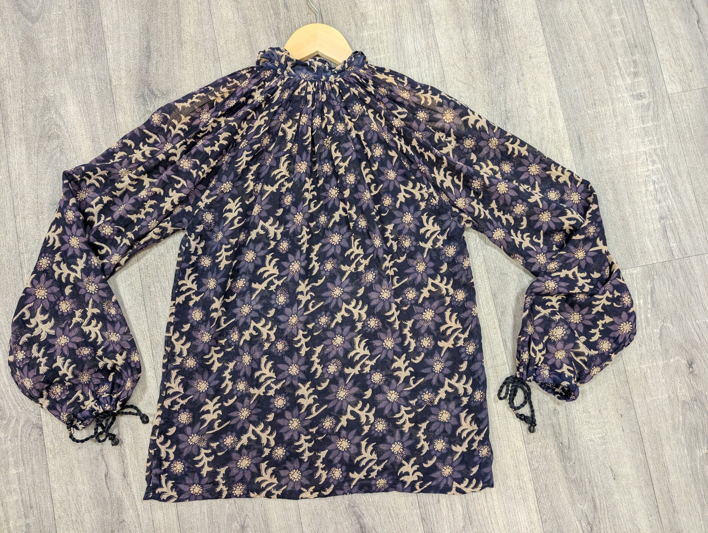 Gorgeous 1970s Ayesha Davar Indian cotton block print blouse - XS/S
