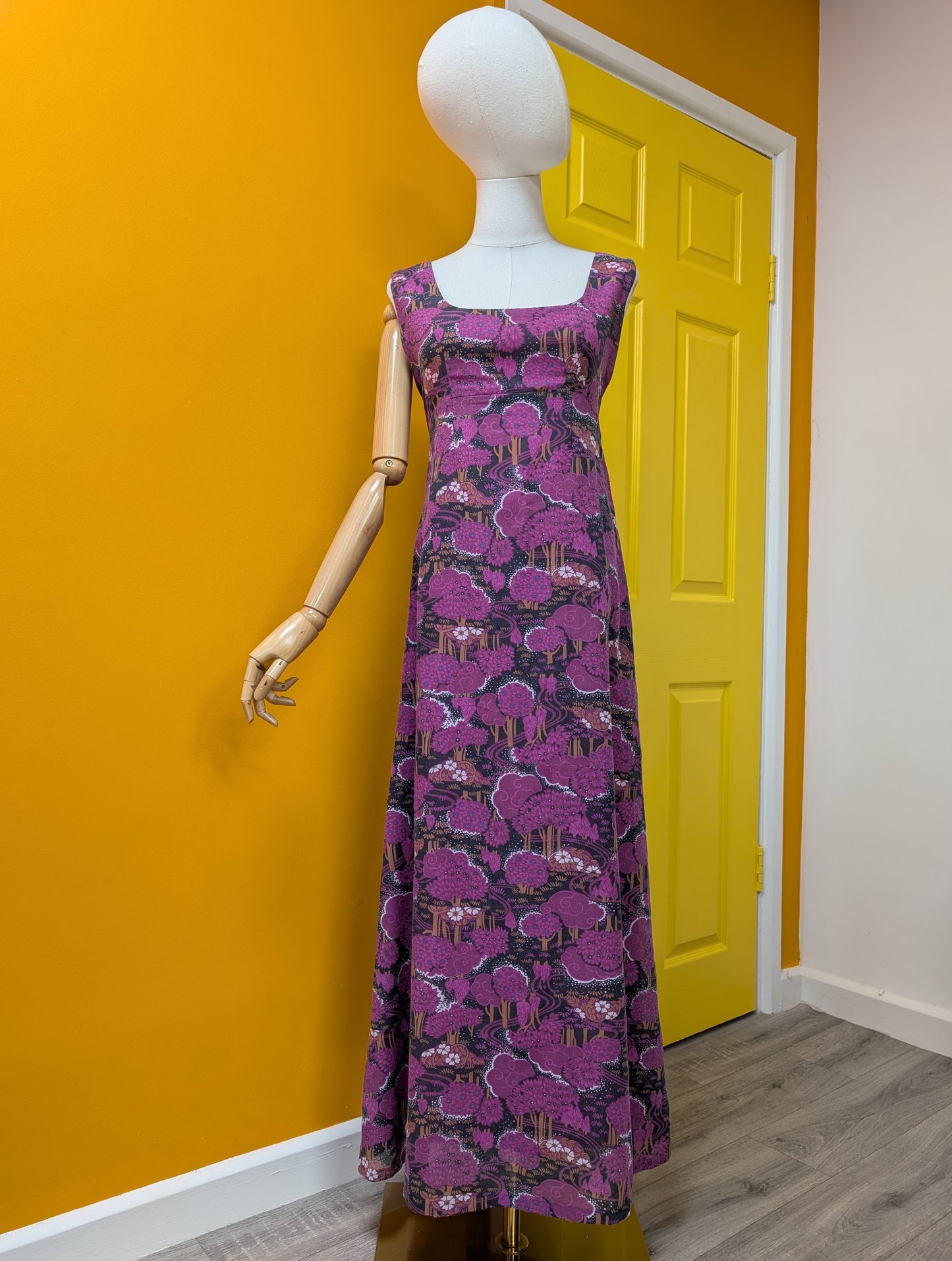 1970s novelty tree print dress - S/8