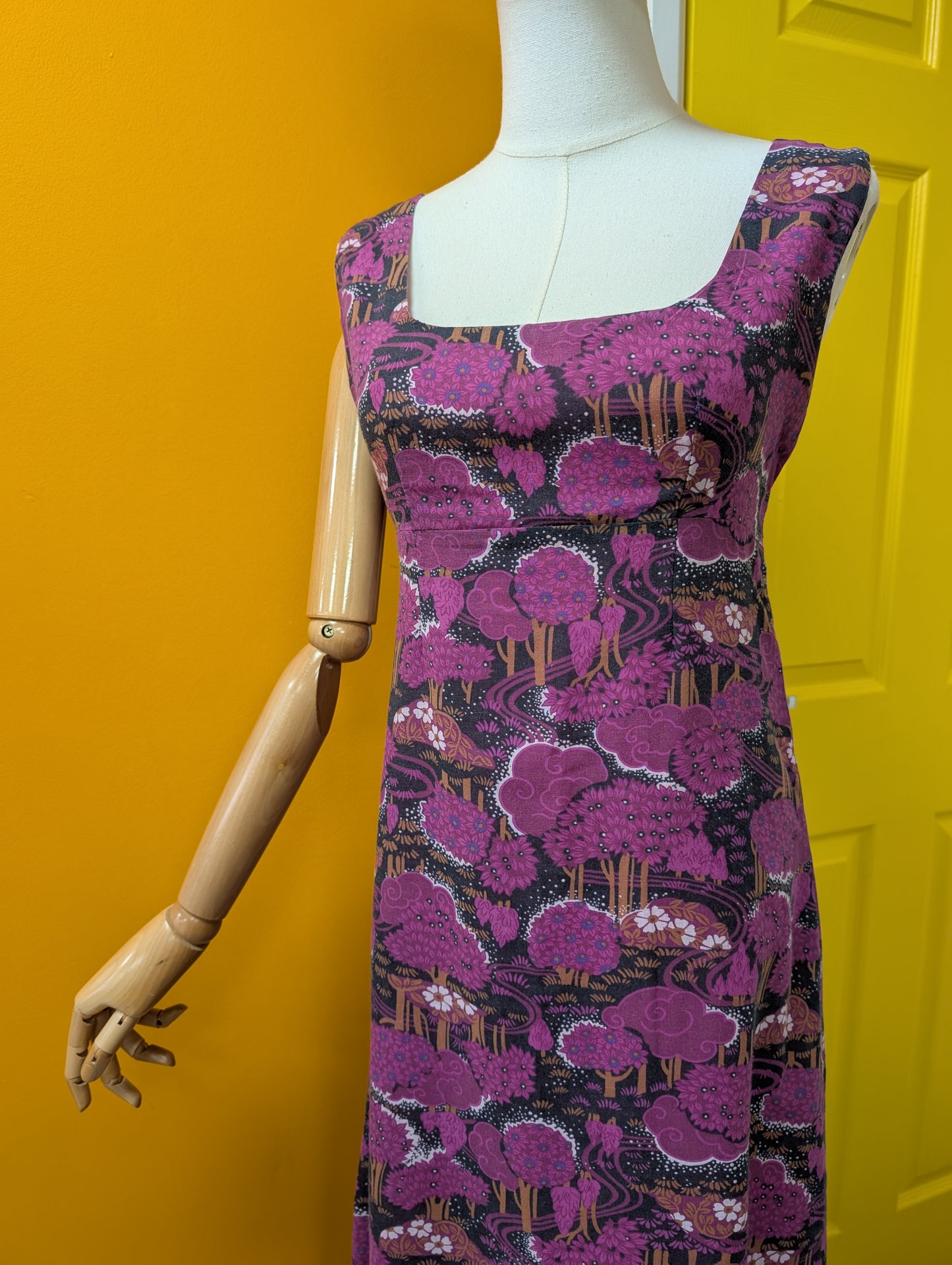 1970s novelty tree print dress - S/8