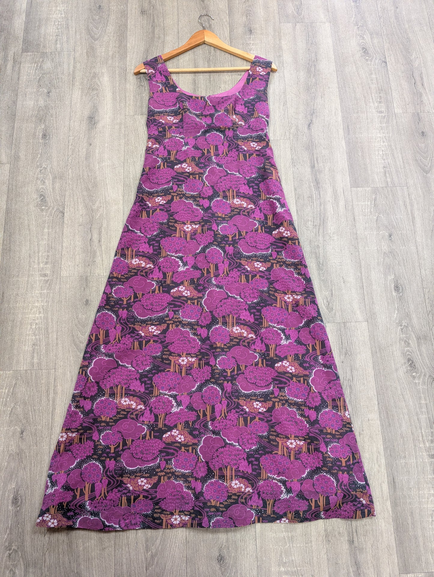 1970s novelty tree print dress - S/8