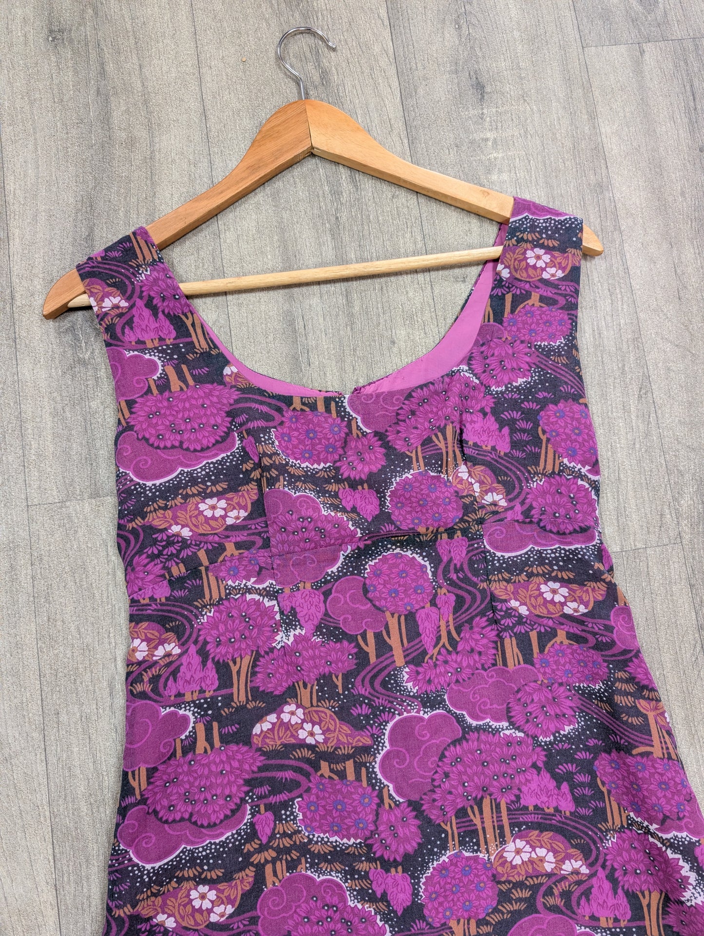 1970s novelty tree print dress - S/8