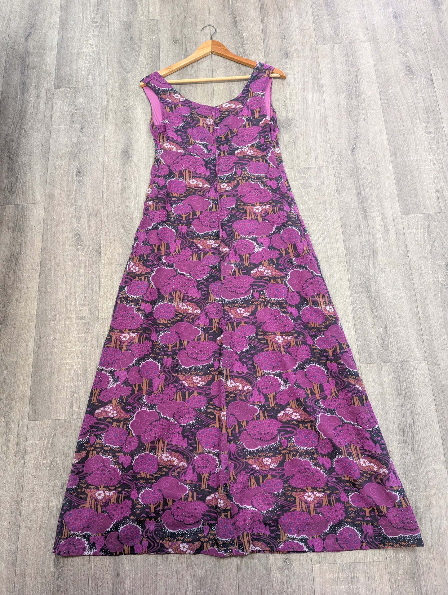 1970s novelty tree print dress - S/8