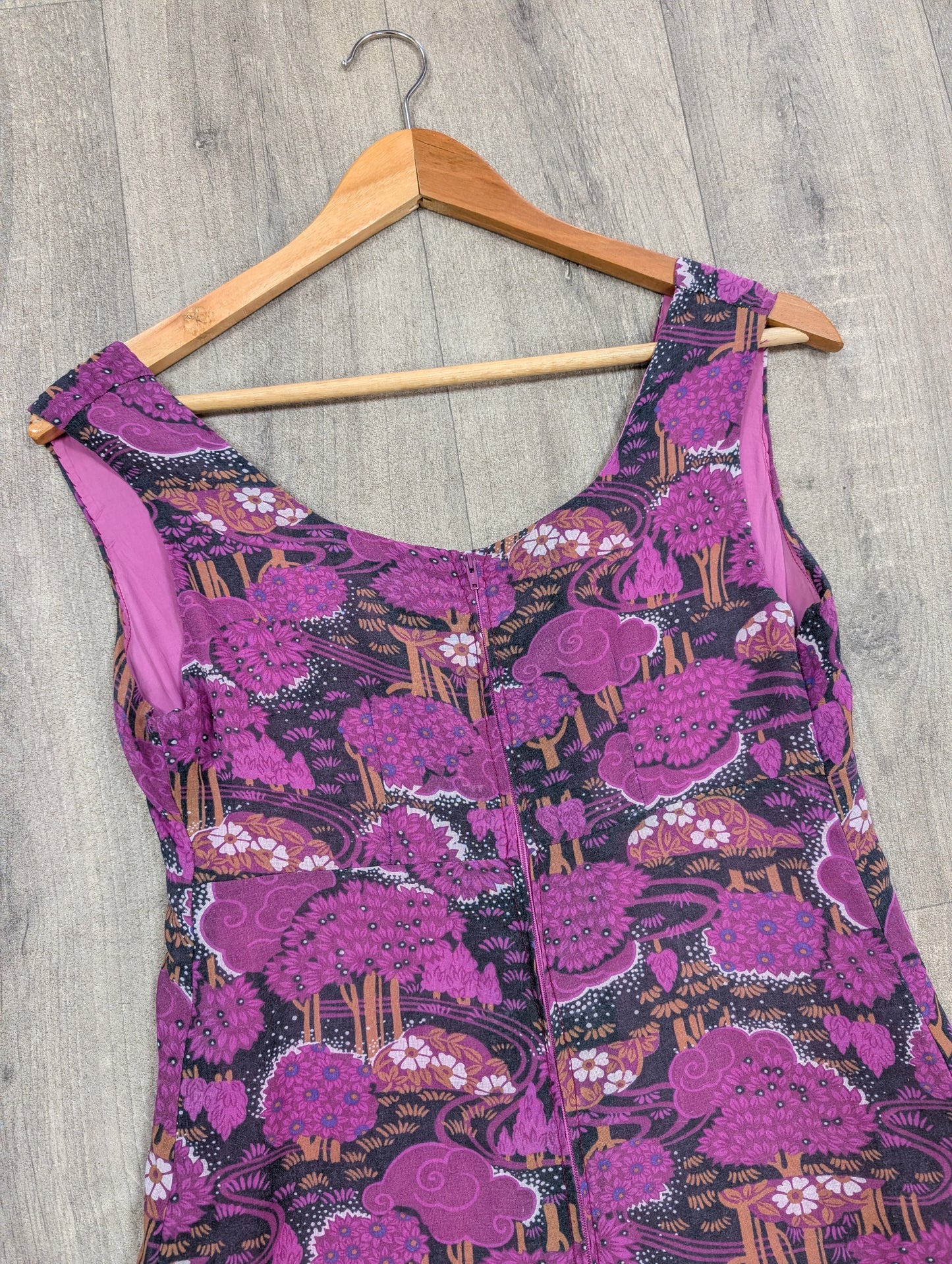 1970s novelty tree print dress - S/8