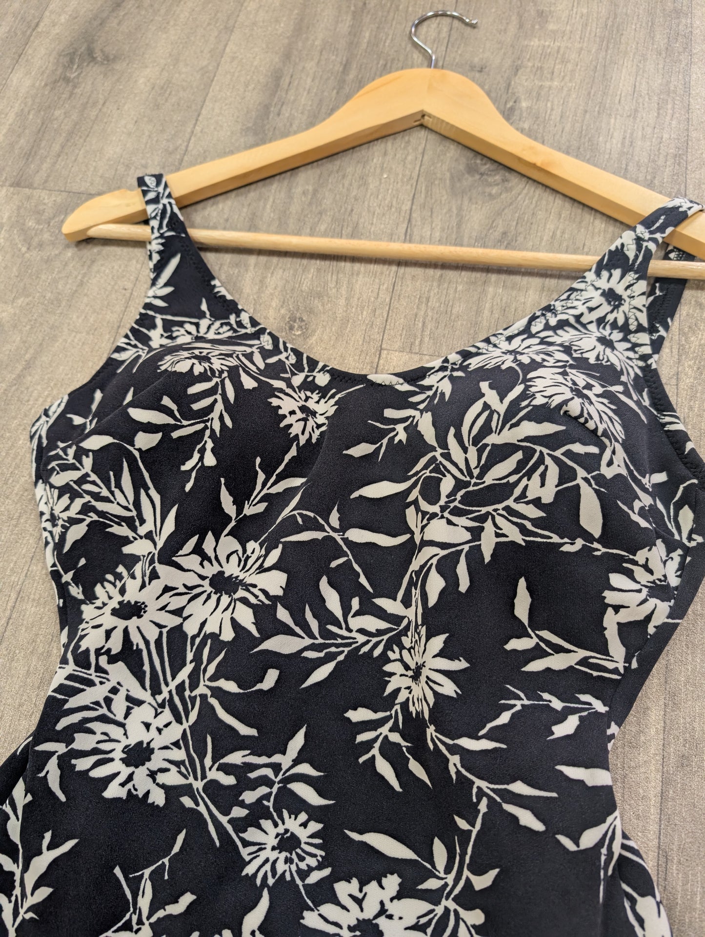 60s/70s Blue Lake Swimwear floral swimming costume - S