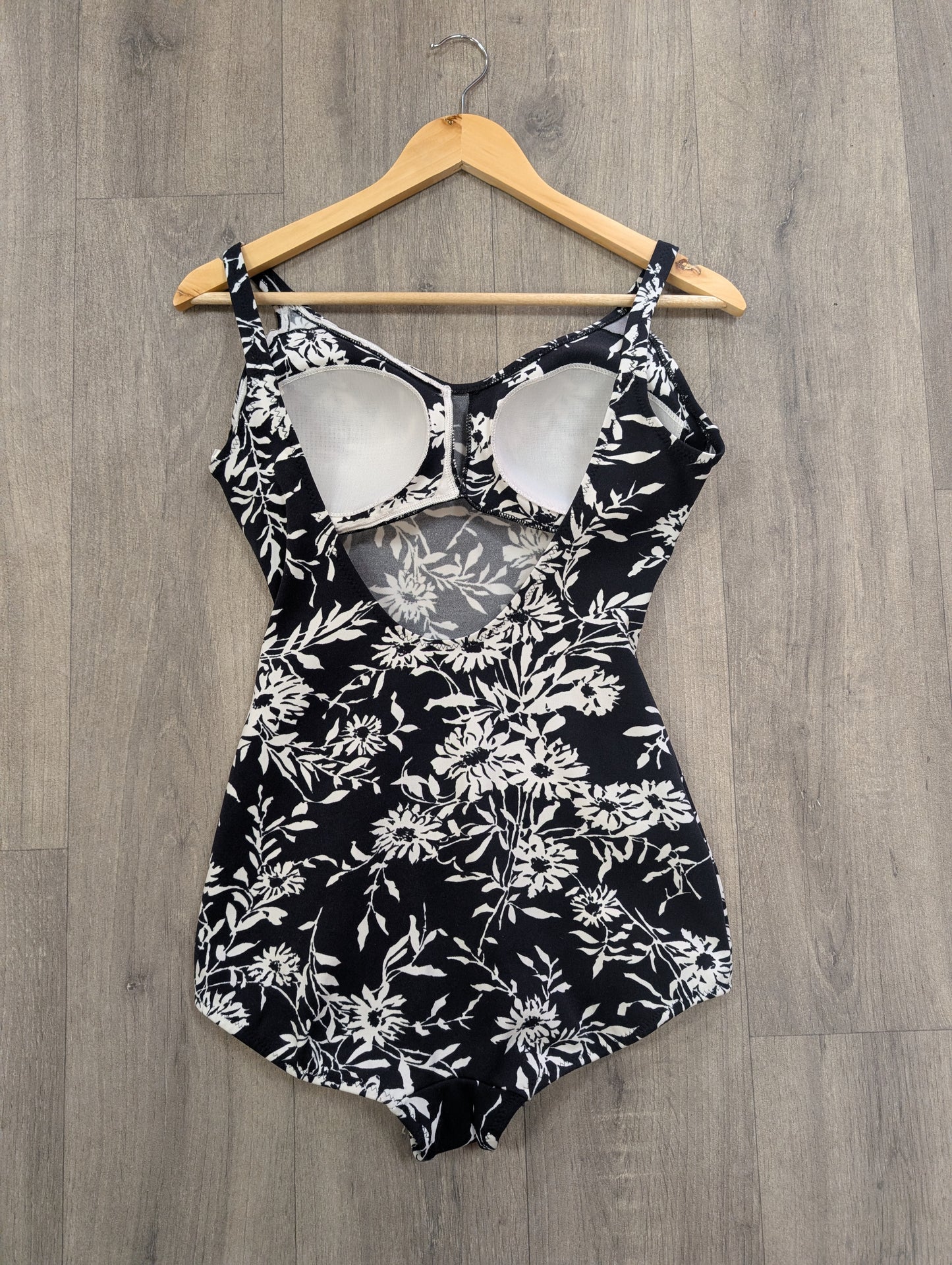 60s/70s Blue Lake Swimwear floral swimming costume - S