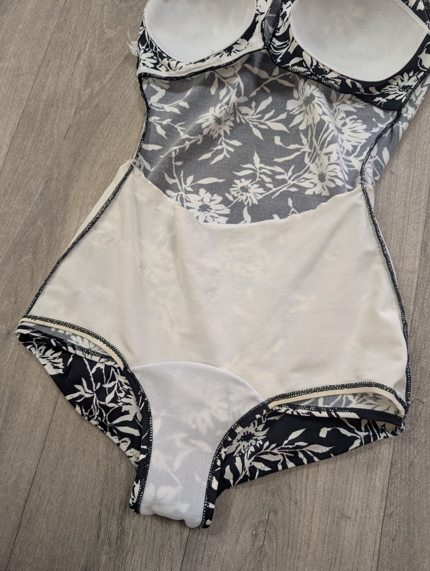 60s/70s Blue Lake Swimwear floral swimming costume - S