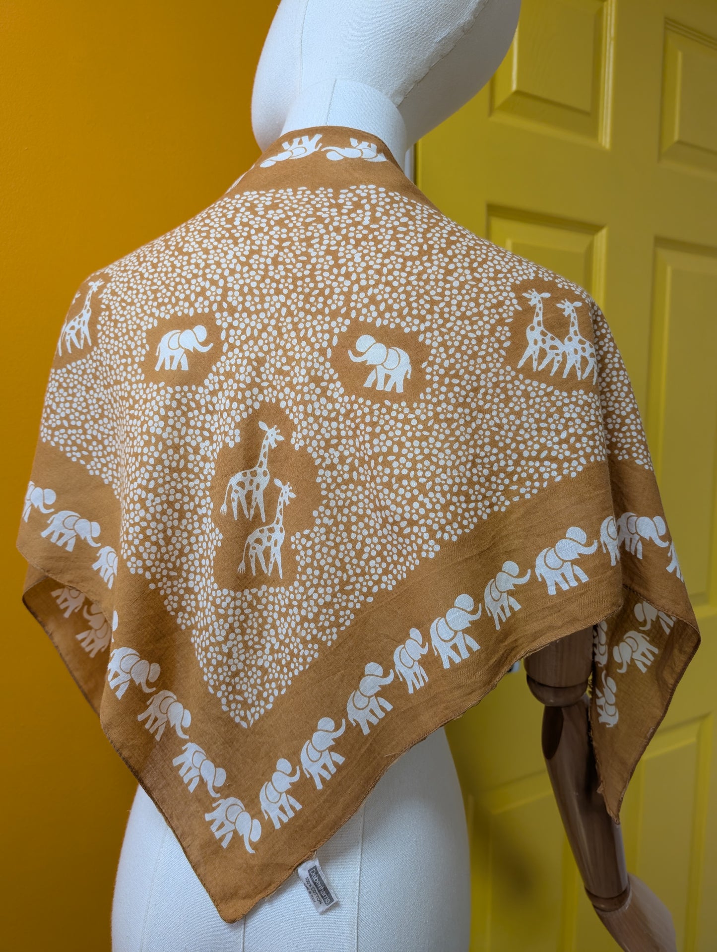 1970s Debenhams cotton safari animal print triangle scarf