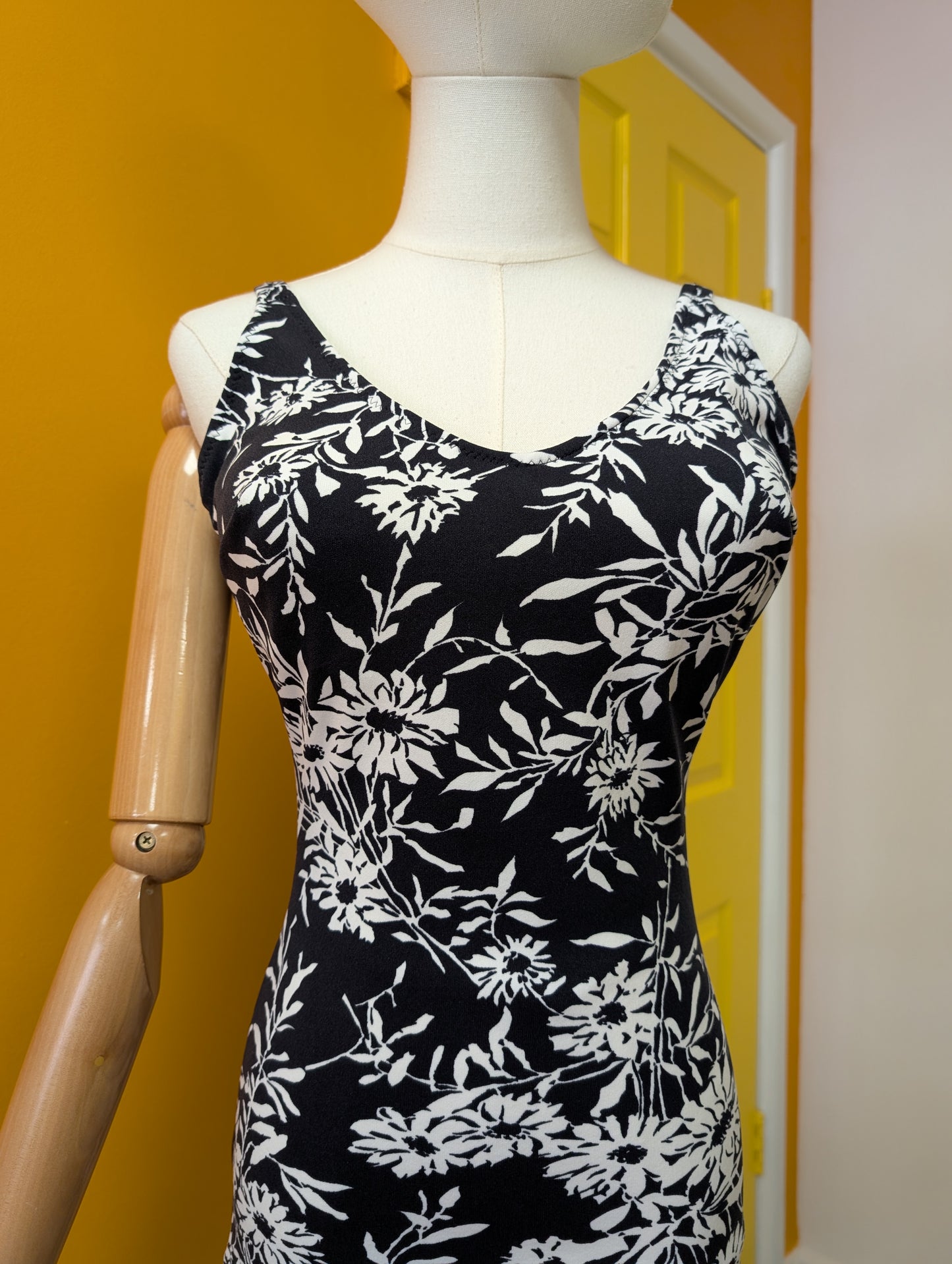 60s/70s Blue Lake Swimwear floral swimming costume - S